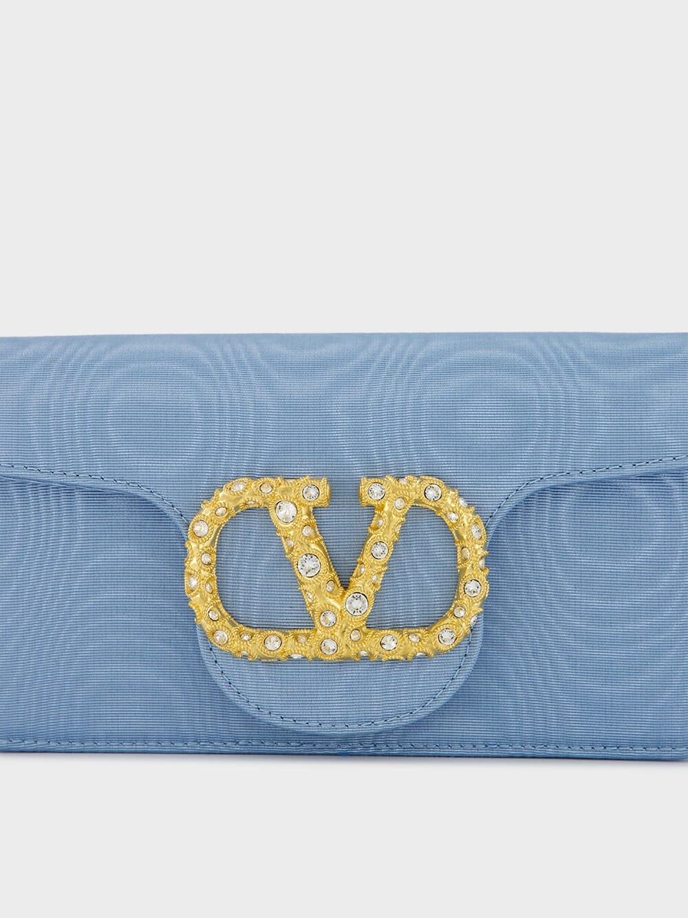 Blue Loc?? Moir?? Fabric Clutch with Jewel Logo