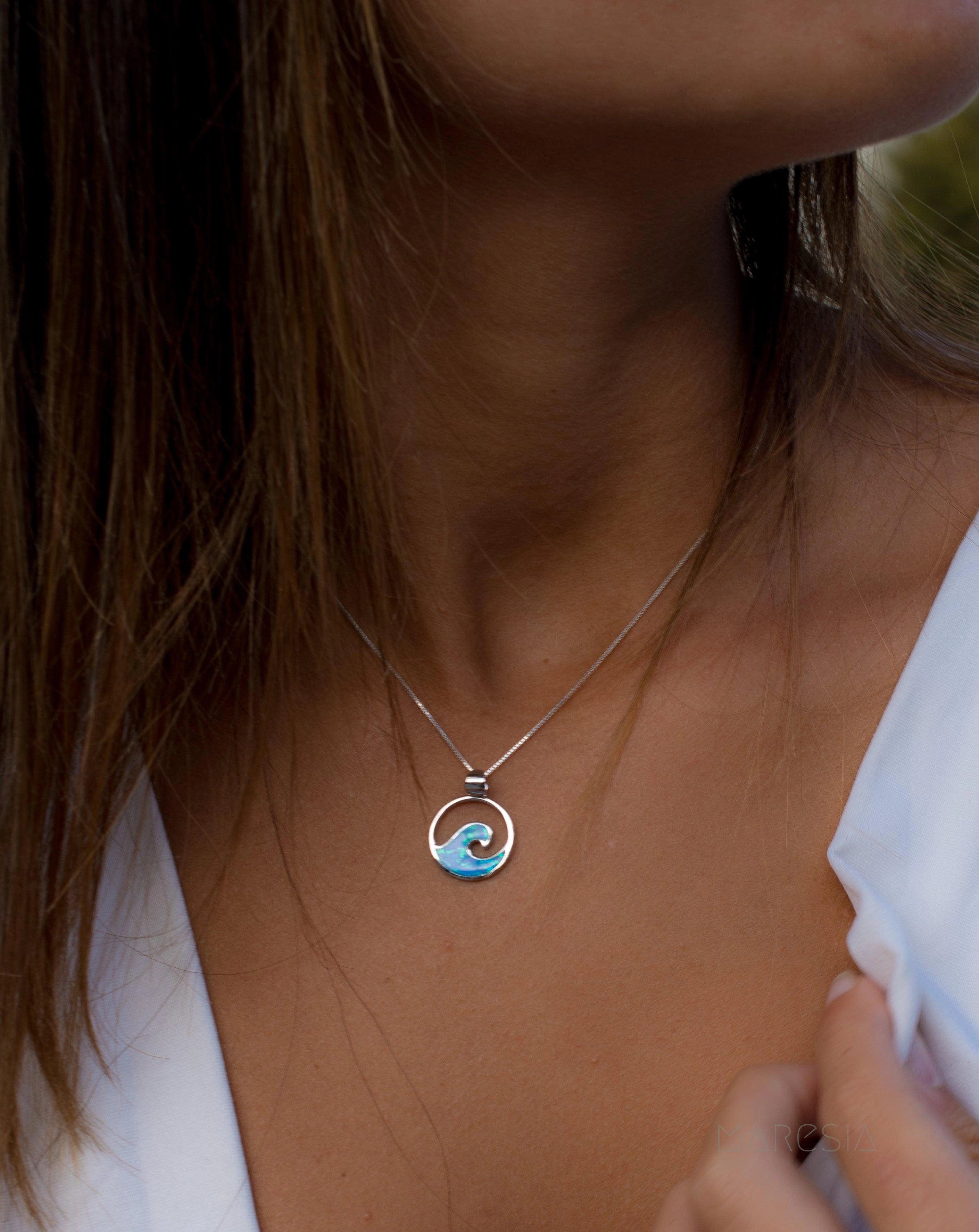 Blue Opal Pendant ~ Sterling Silver 925 ~SMP031