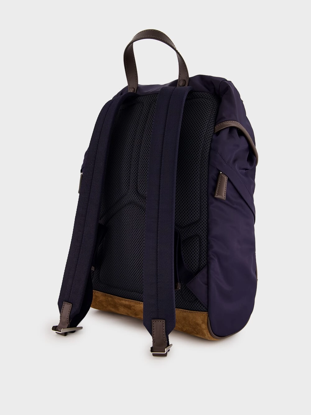 Blue Recycled Polyamide and Leather Backpack