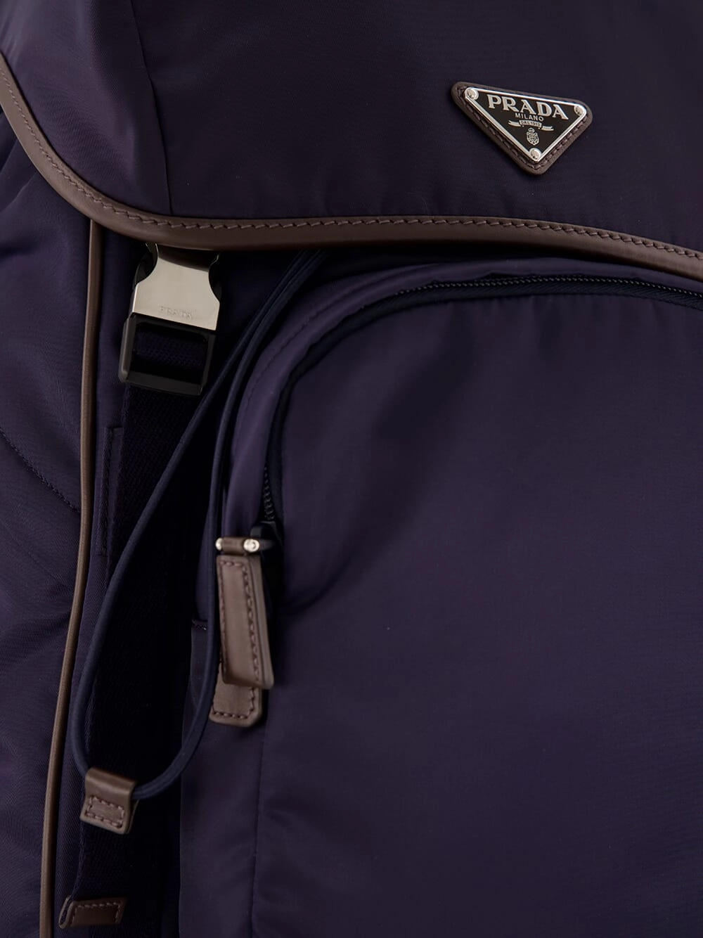 Blue Recycled Polyamide and Leather Backpack