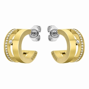 Boss Jewellery Ladies Gold Plated Hoop Earrings 1580346