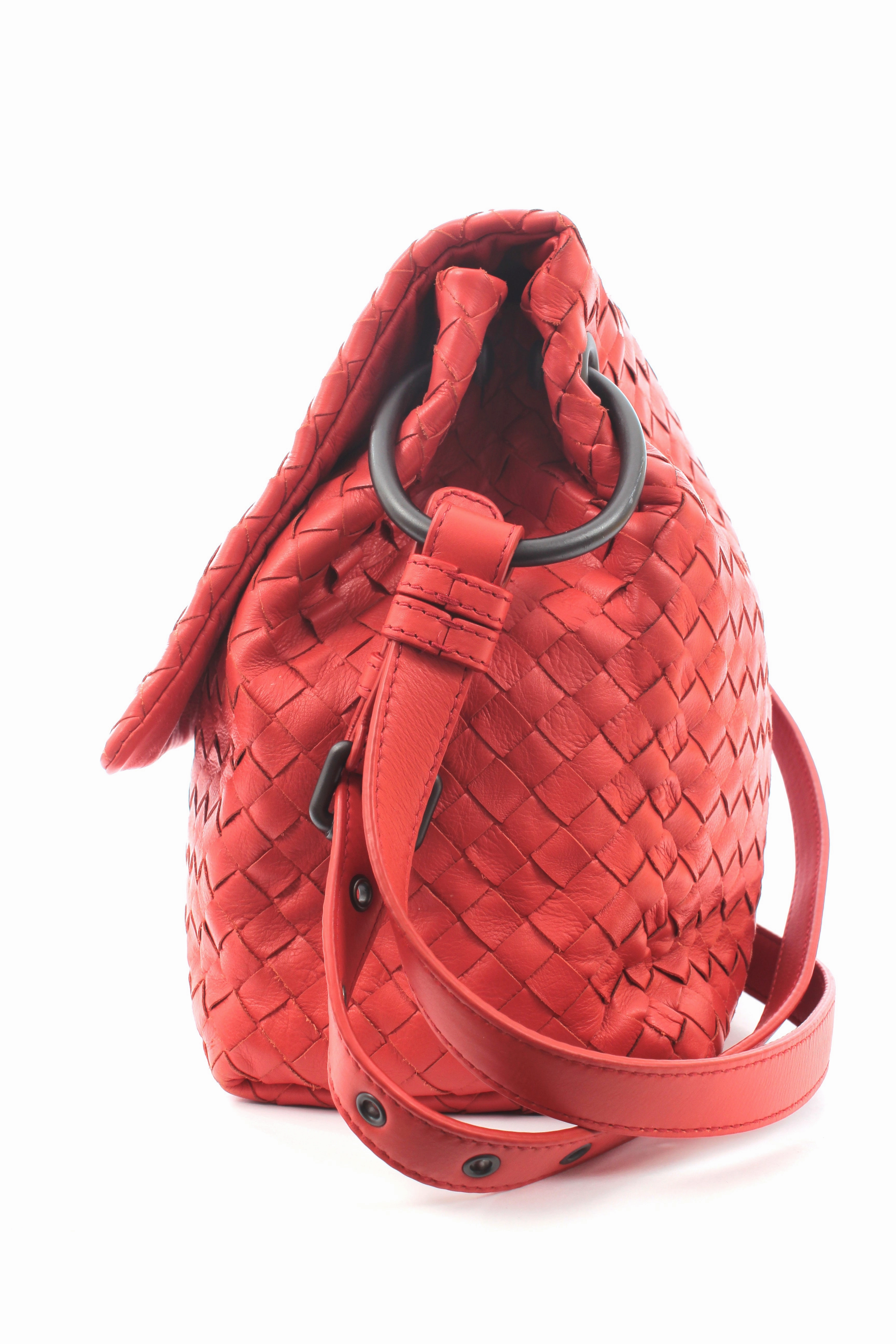 Bottega Veneta Intrecciato Leather Flap Shoulder Bag