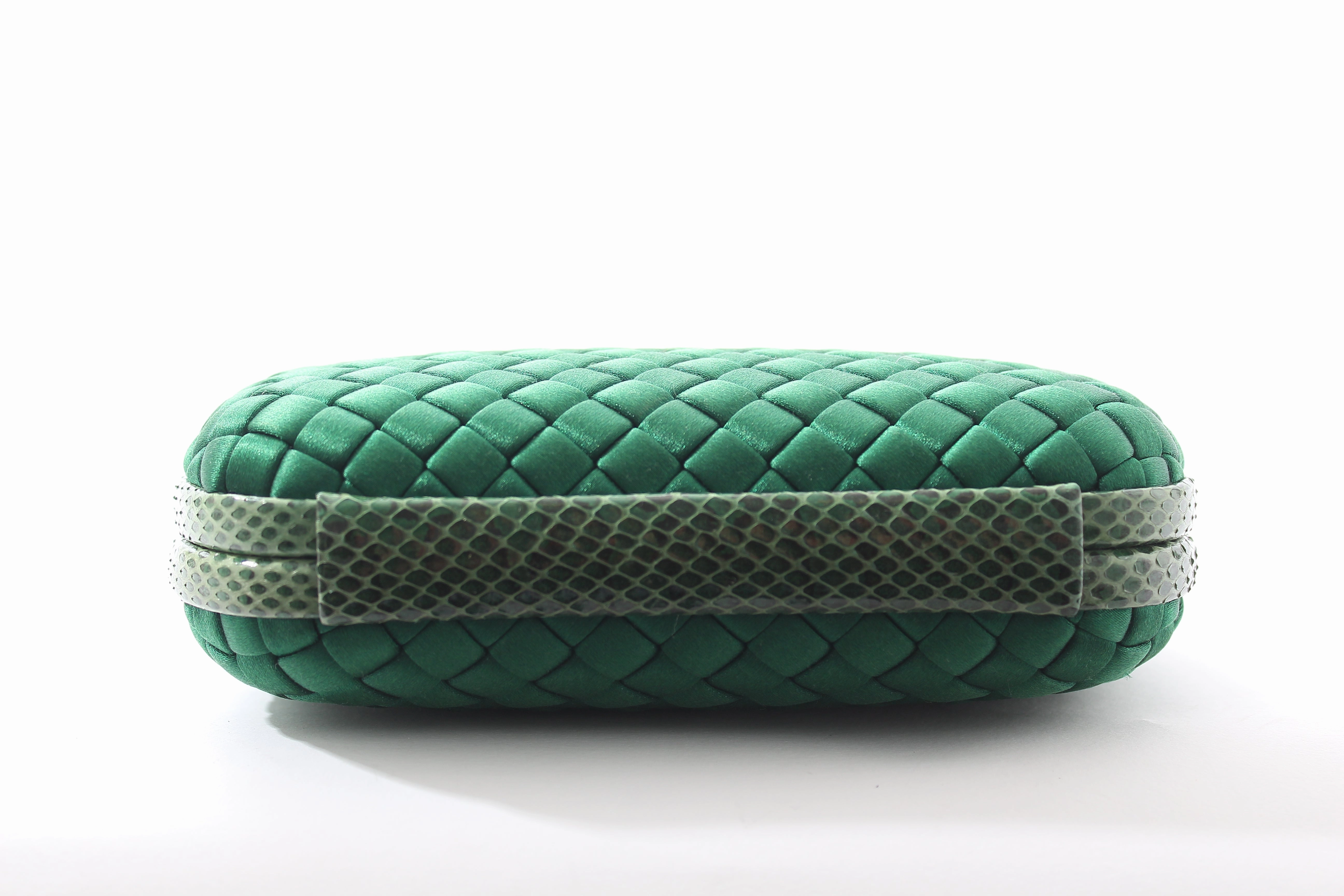 Bottega Veneta Knot Satin and Watersnake Clutch Bag