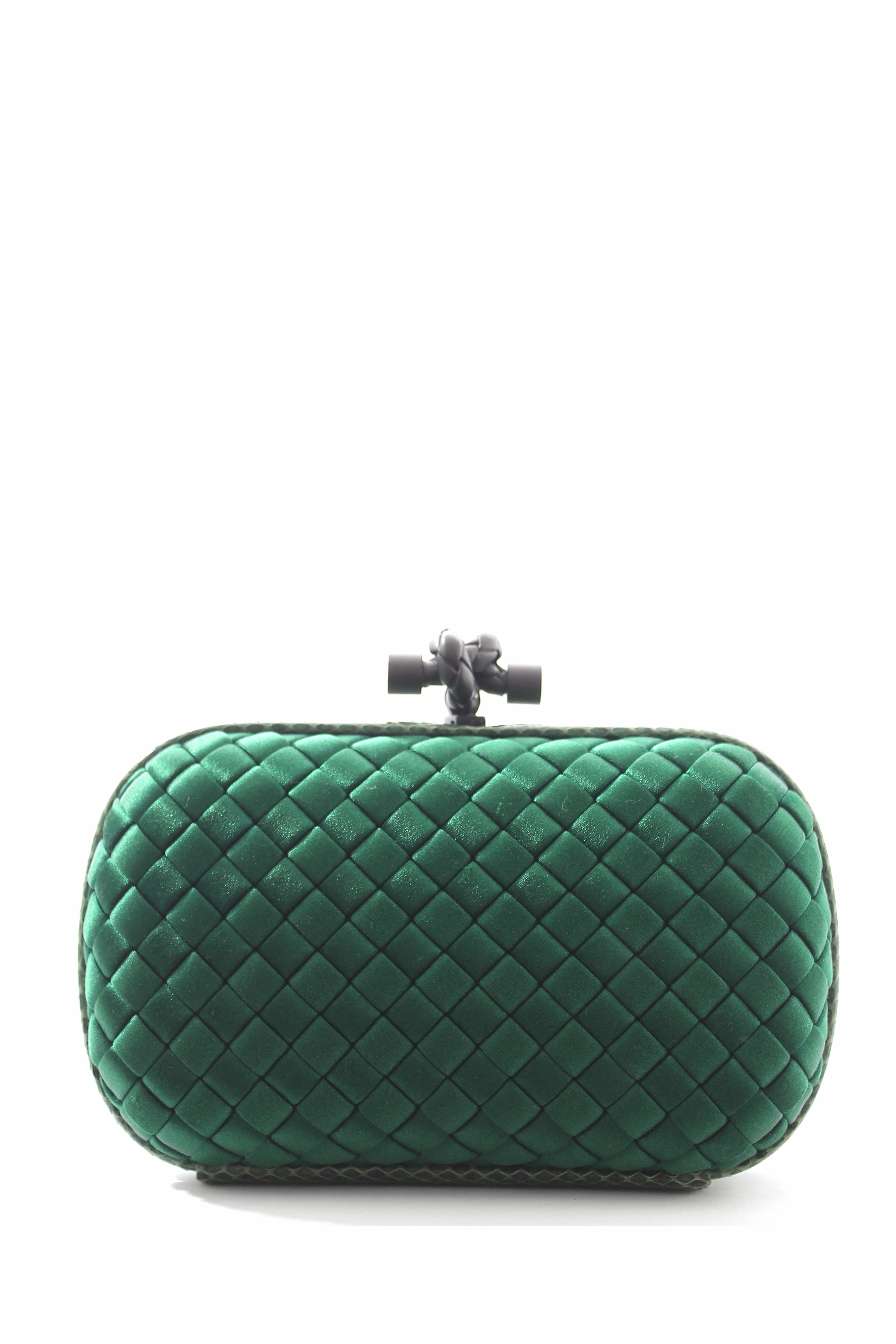 Bottega Veneta Knot Satin and Watersnake Clutch Bag