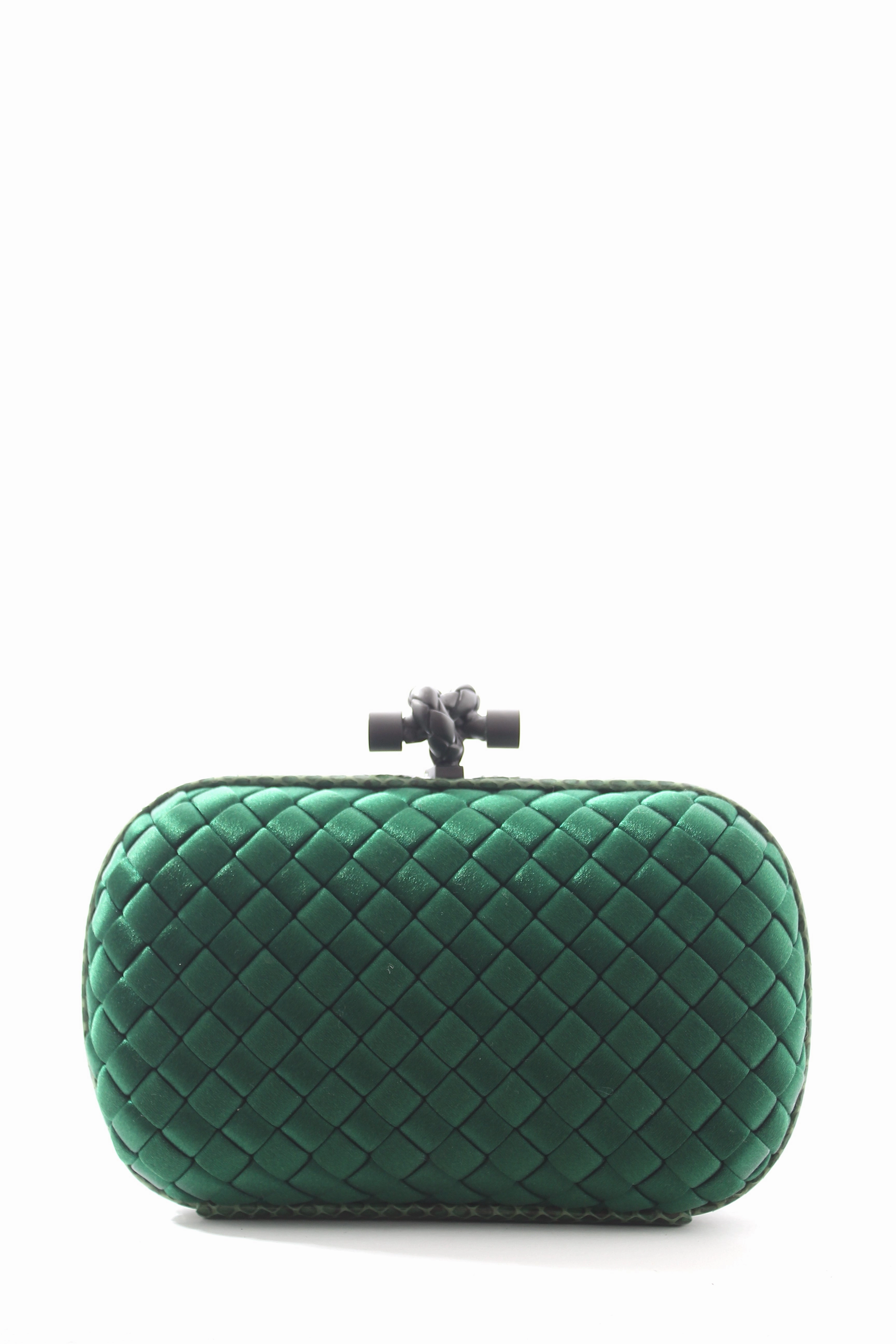 Bottega Veneta Knot Satin and Watersnake Clutch Bag