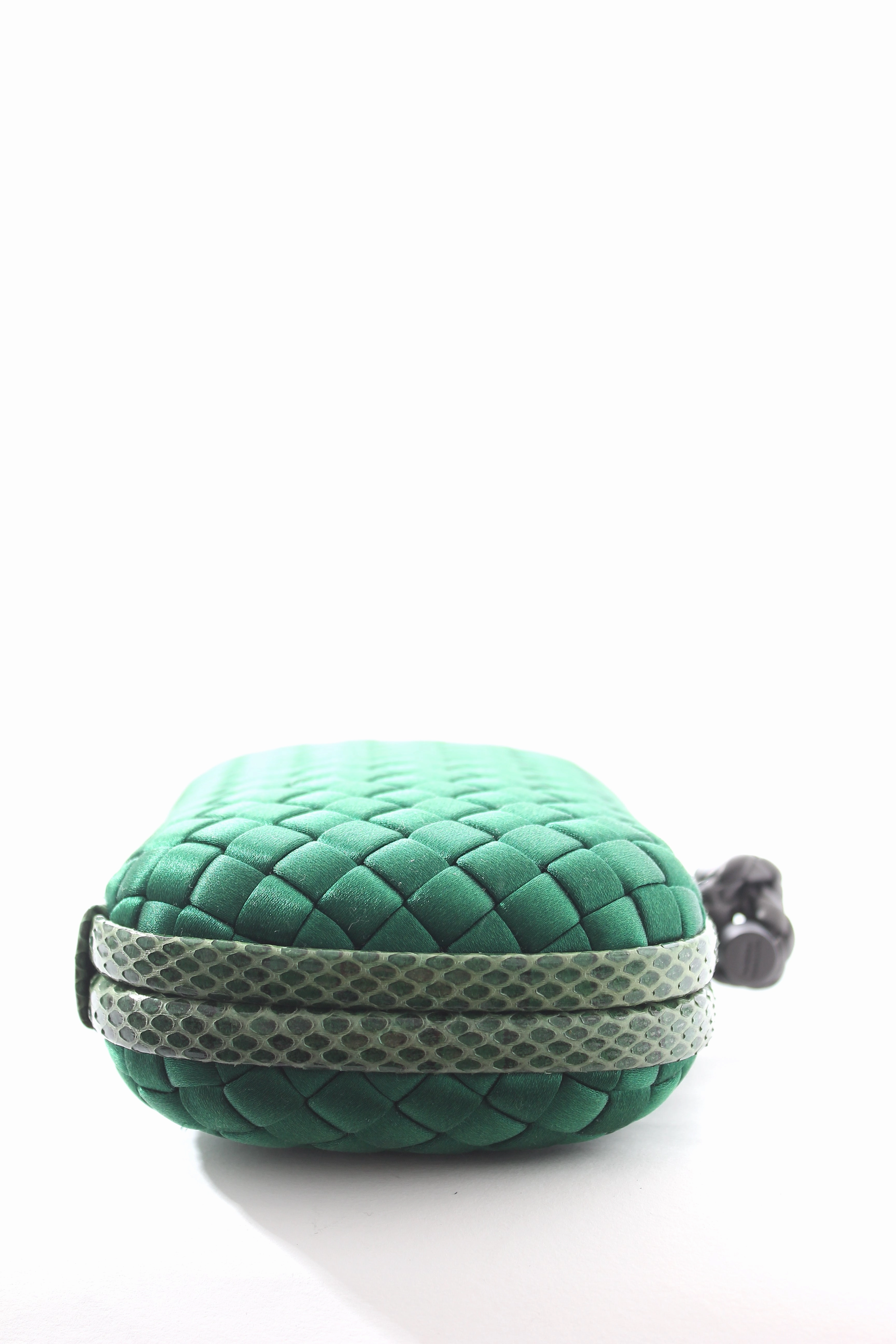 Bottega Veneta Knot Satin and Watersnake Clutch Bag