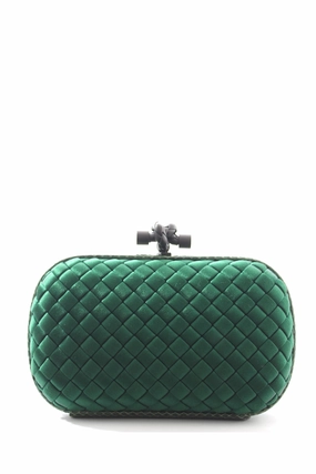 Bottega Veneta Knot Satin and Watersnake Clutch Bag
