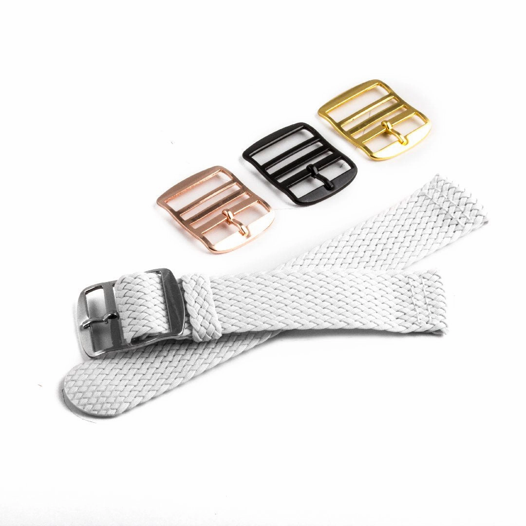 Braided nylon watch band (black, grey, blue, red, green, brown, orange, beige, yellow...)