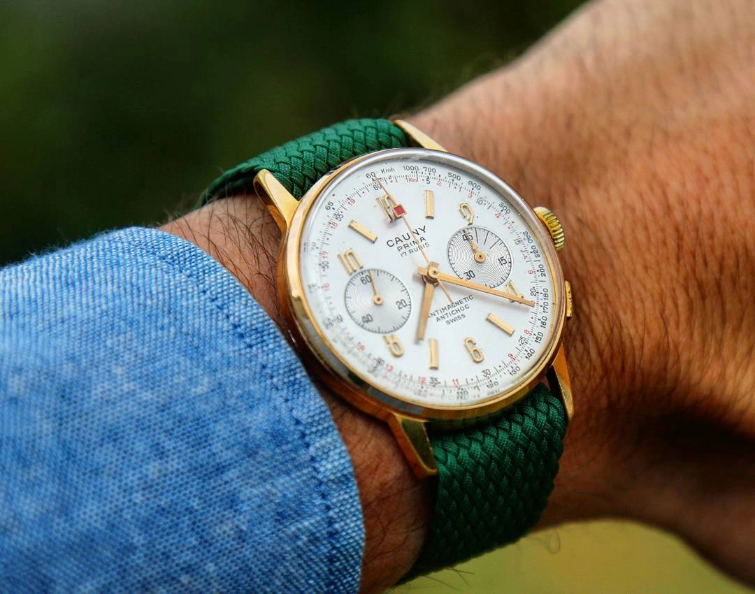 Braided Perlon watch strap (navy blue, brown, grey, black, white, green, red, blue jean...)
