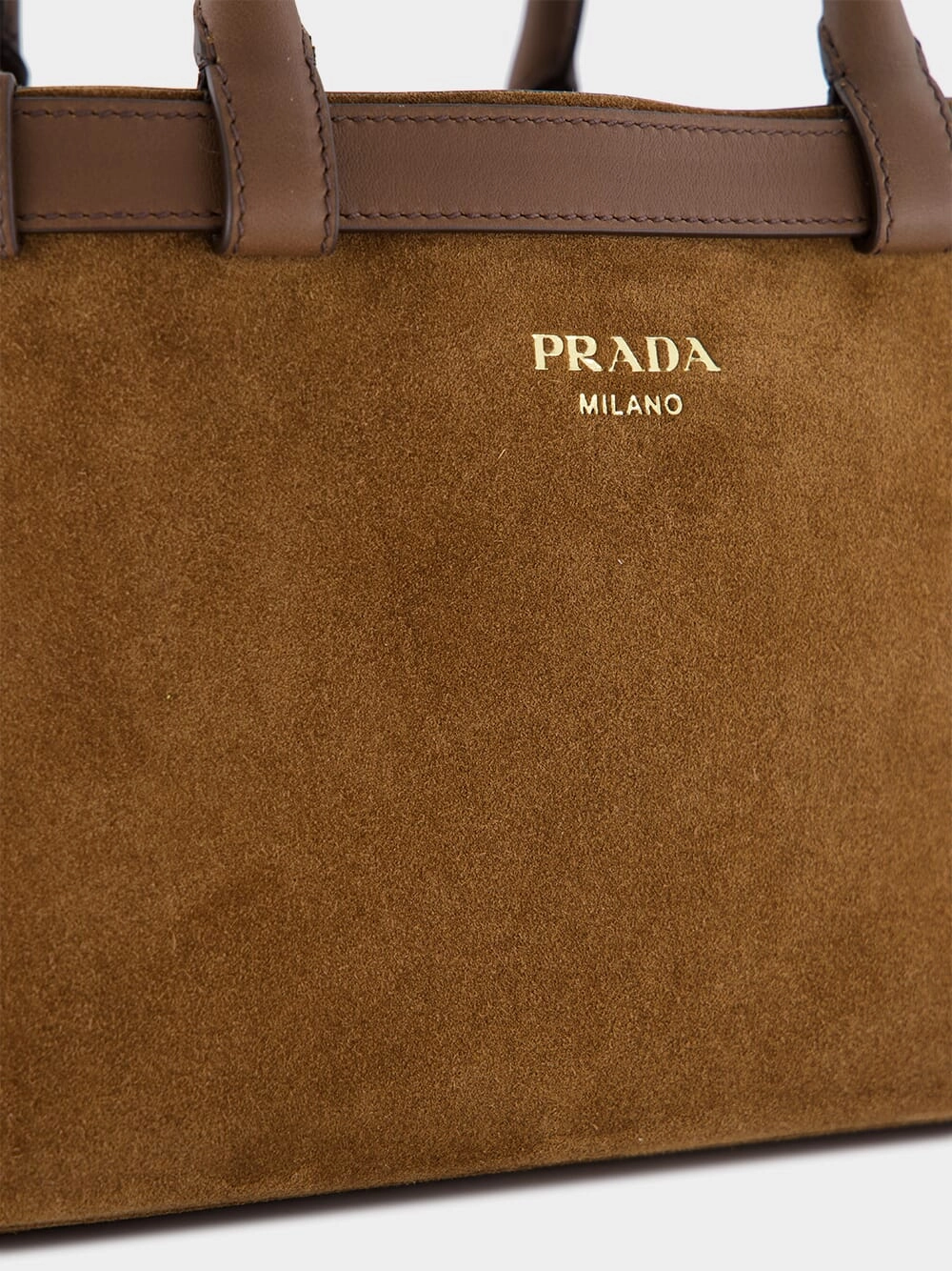 Brown Suede Buckle Small Handbag with Leather Belt Detail