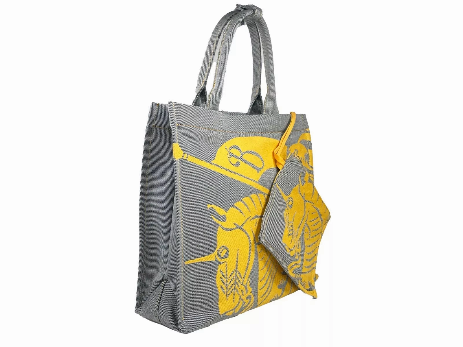 Burberry EKD Canvas Tote Bag With Coin Pouch Sunflower Gray