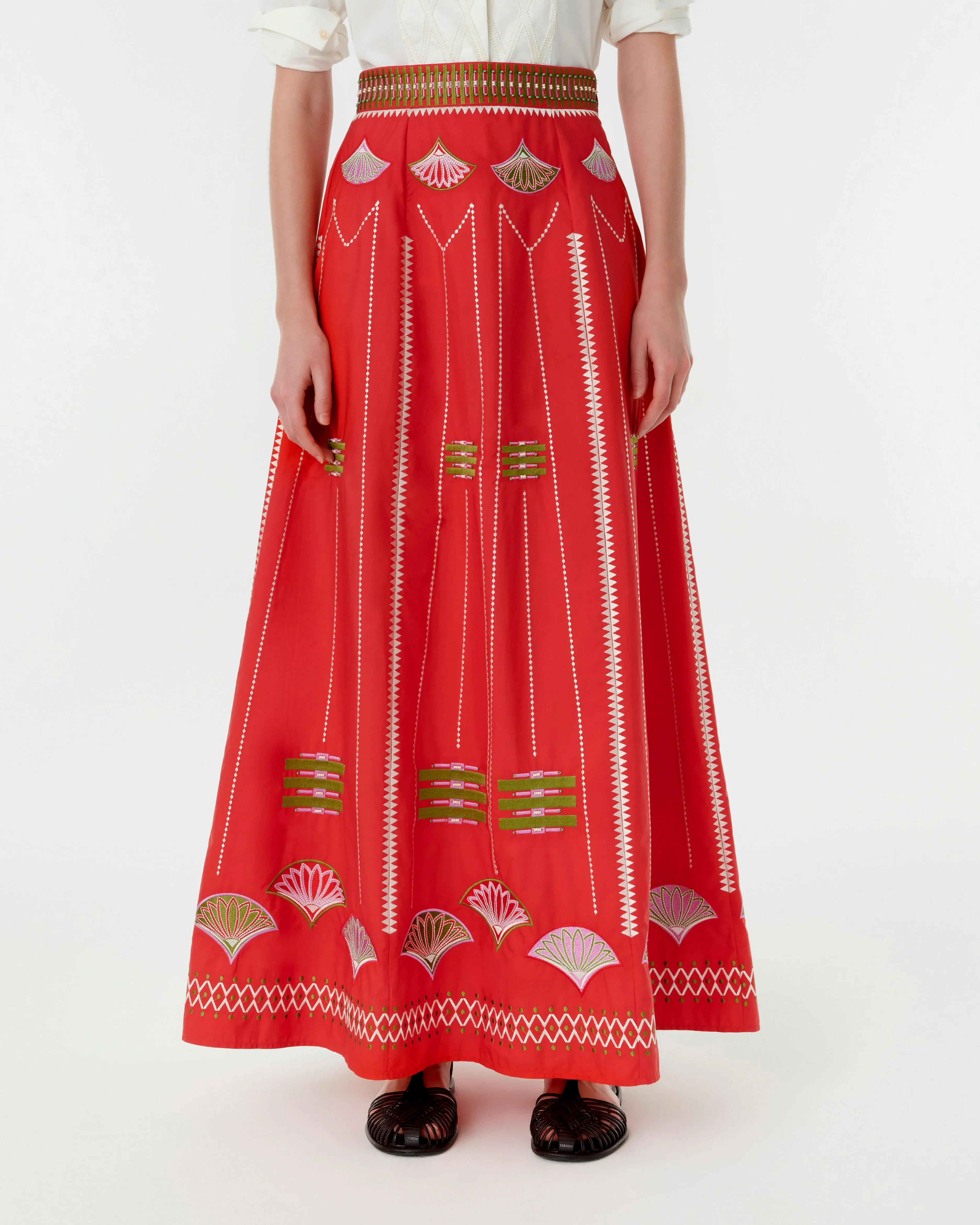 Camille Skirt with Japanese Peacock Embroidery