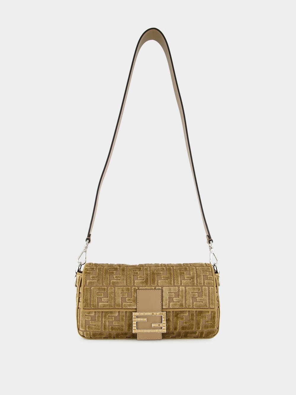 Cappuccino Jacquard Velvet Baguette Bag
