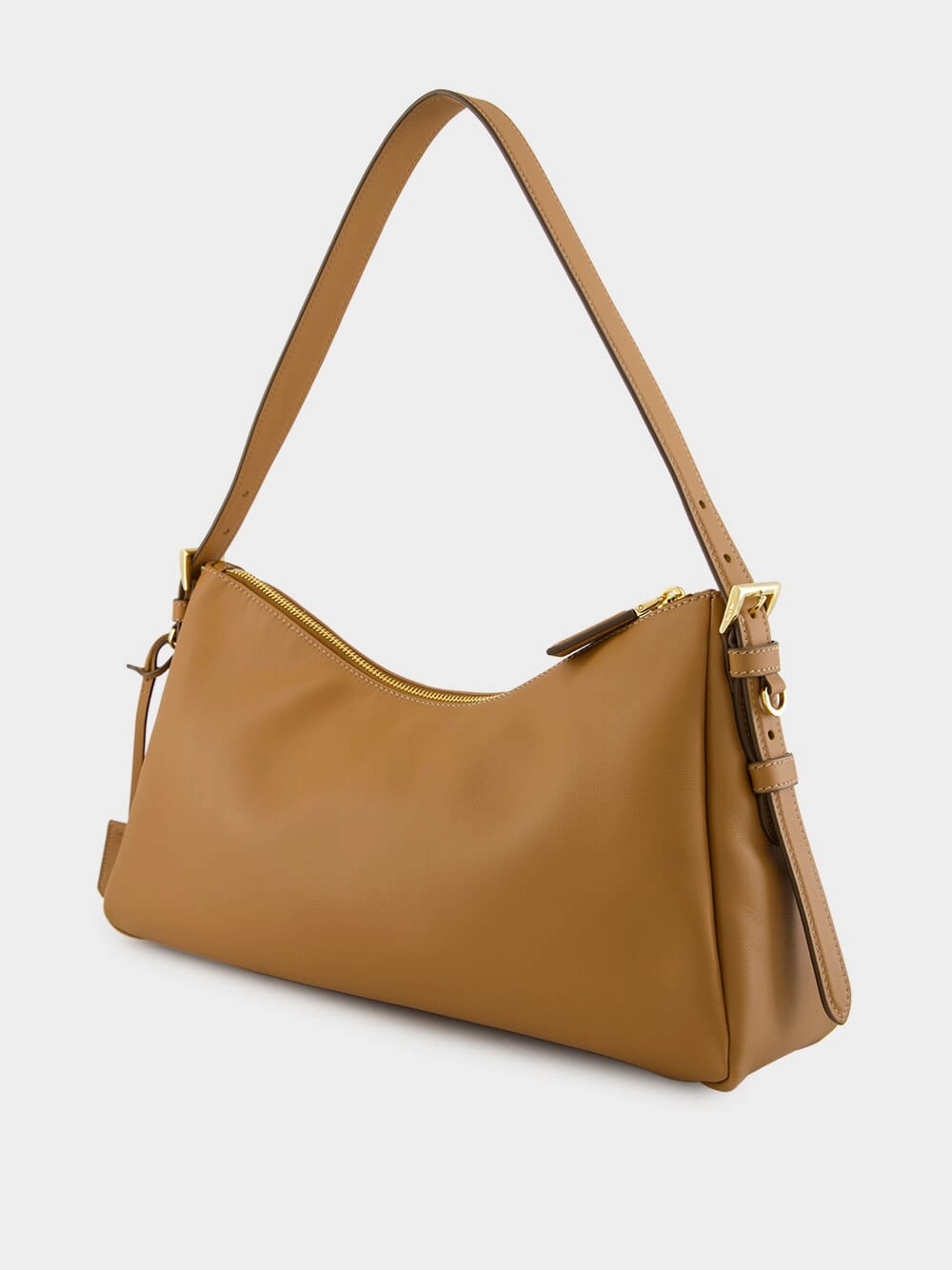 Caramel Soft Grain Leather Shoulder Bag