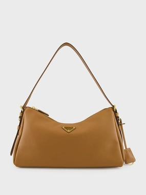 Caramel Soft Grain Leather Shoulder Bag