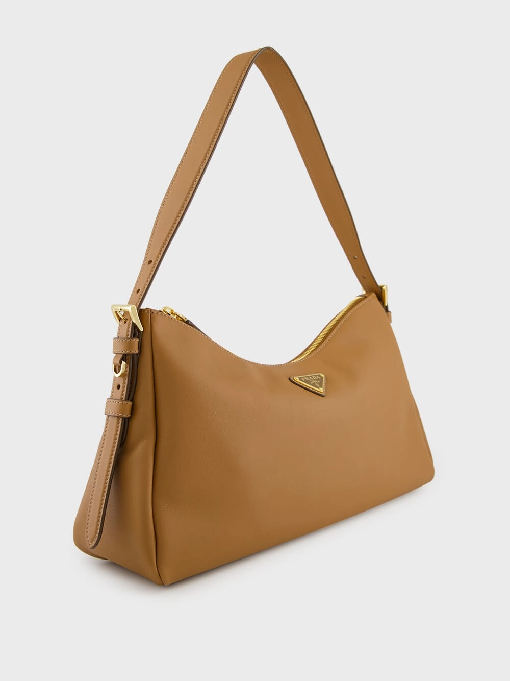 Caramel Soft Grain Leather Shoulder Bag