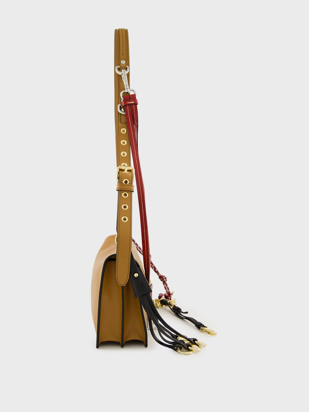 Caramel Soft Sound Small Leather Shoulder Bag with Charms