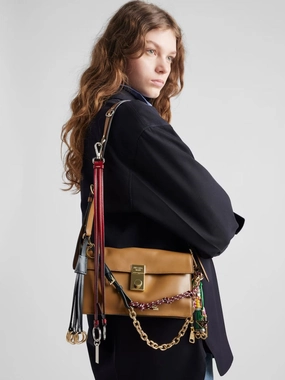 Caramel Soft Sound Small Leather Shoulder Bag with Charms