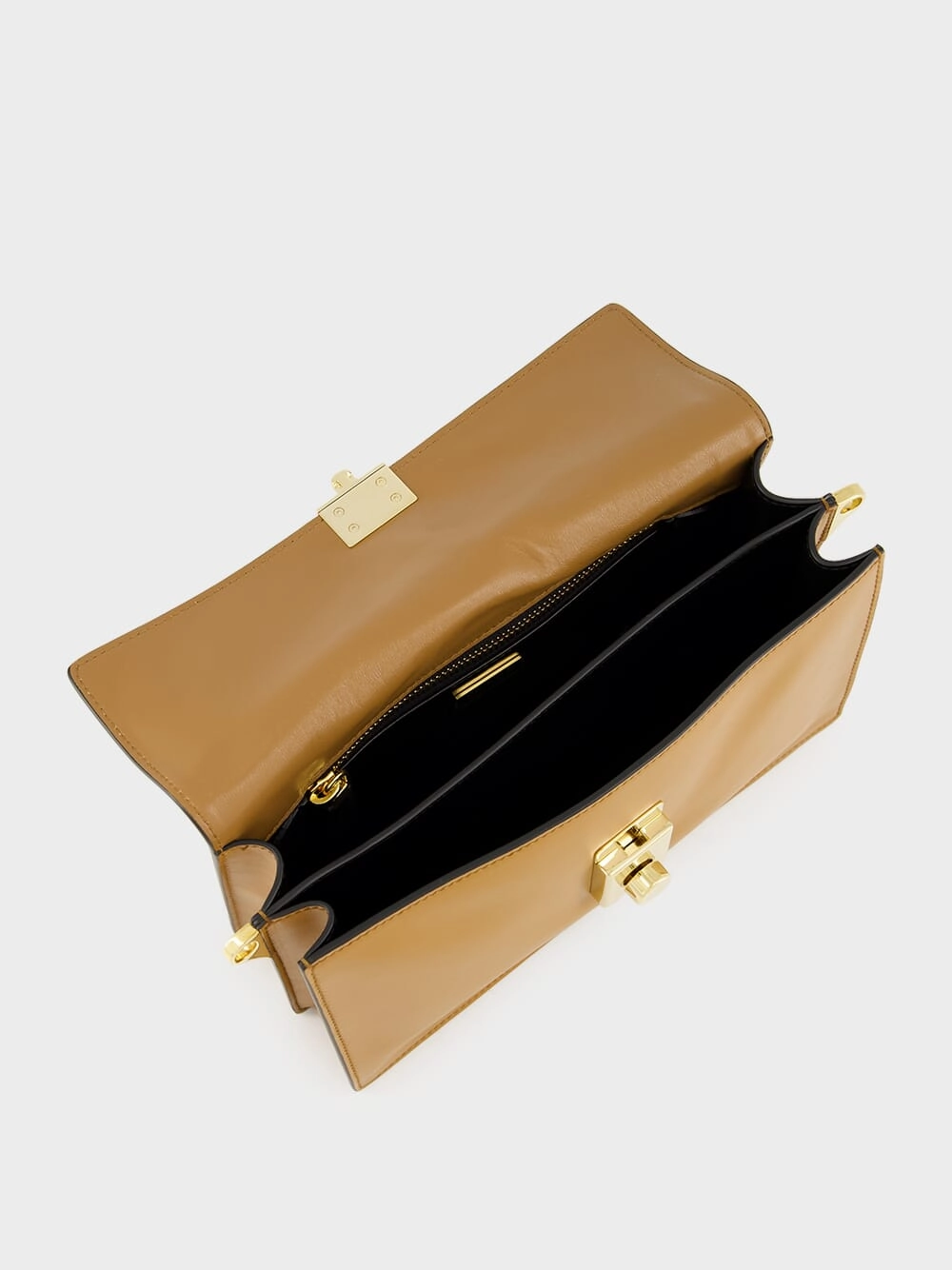 Caramel Soft Sound Small Leather Shoulder Bag with Charms