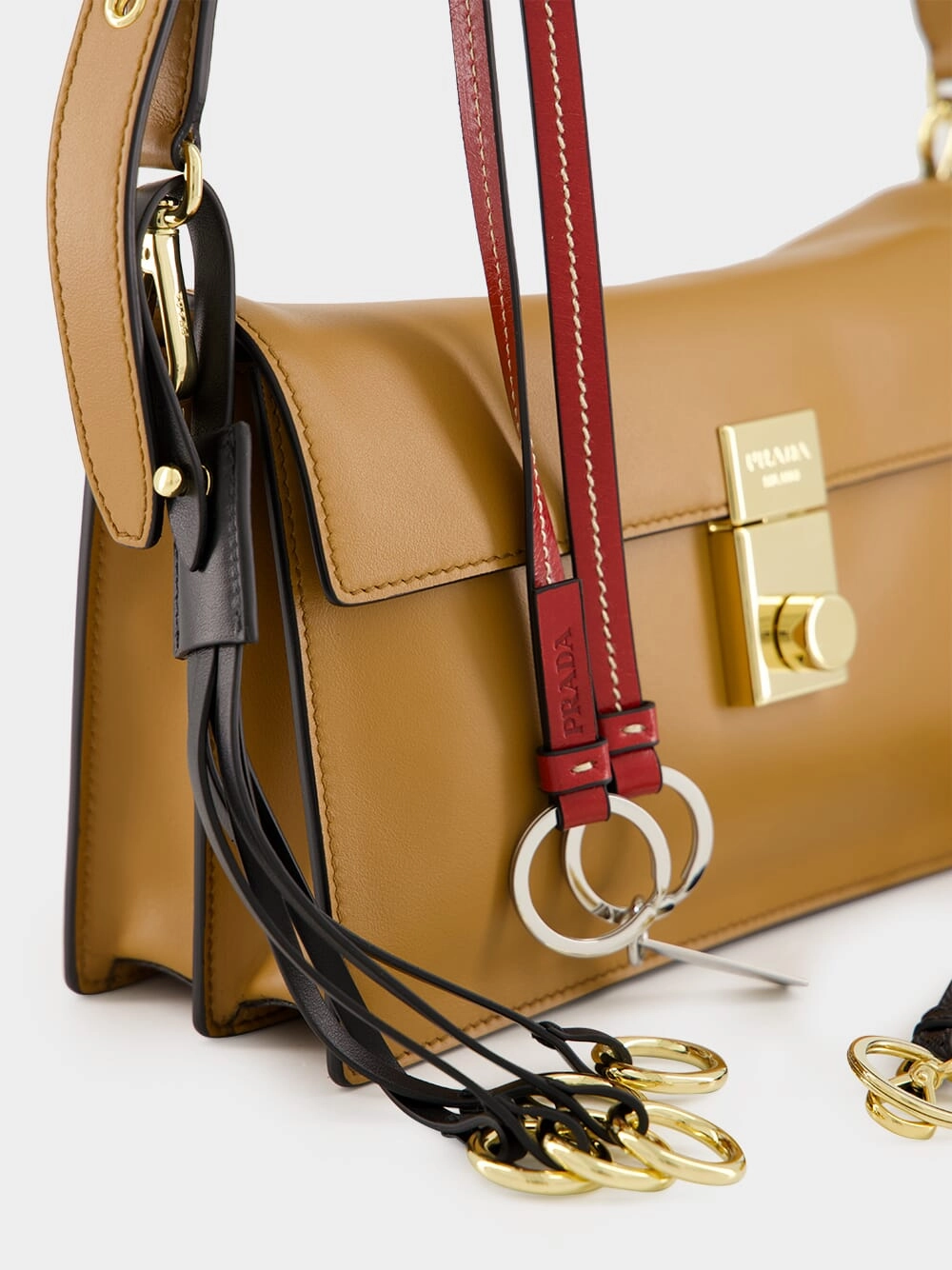 Caramel Soft Sound Small Leather Shoulder Bag with Charms