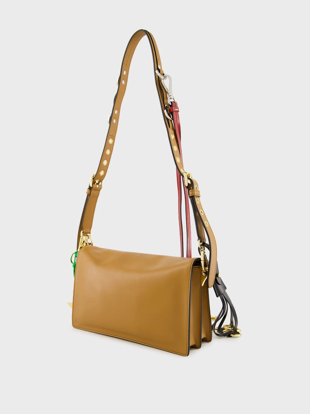 Caramel Soft Sound Small Leather Shoulder Bag with Charms