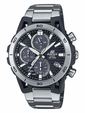 Casio EDIFICE SOSPENSIONE Steel Carbon Solar Chrono Mens Watch EQS960D-1AV