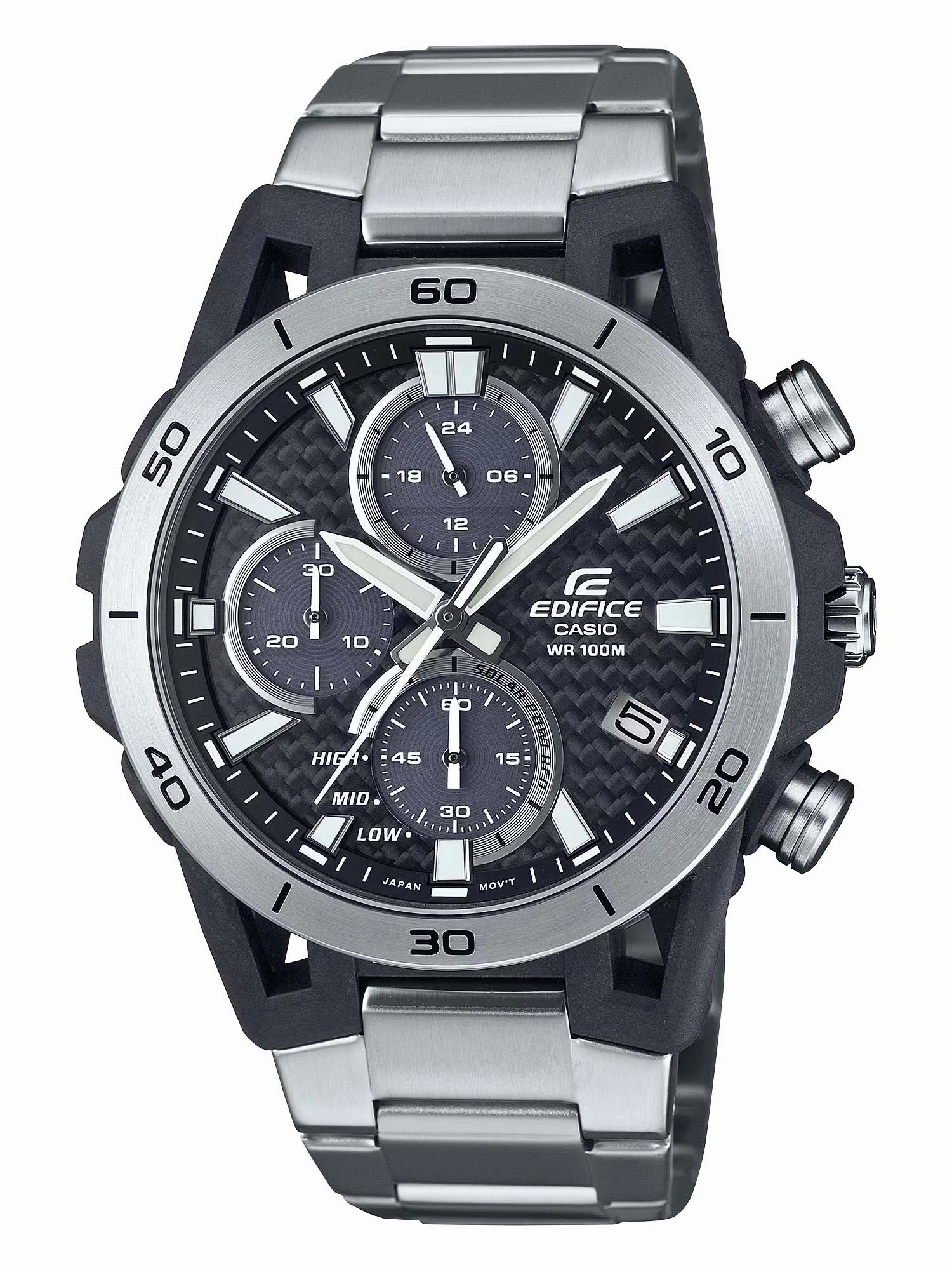 Casio EDIFICE SOSPENSIONE Steel Carbon Solar Chrono Mens Watch EQS960D-1AV