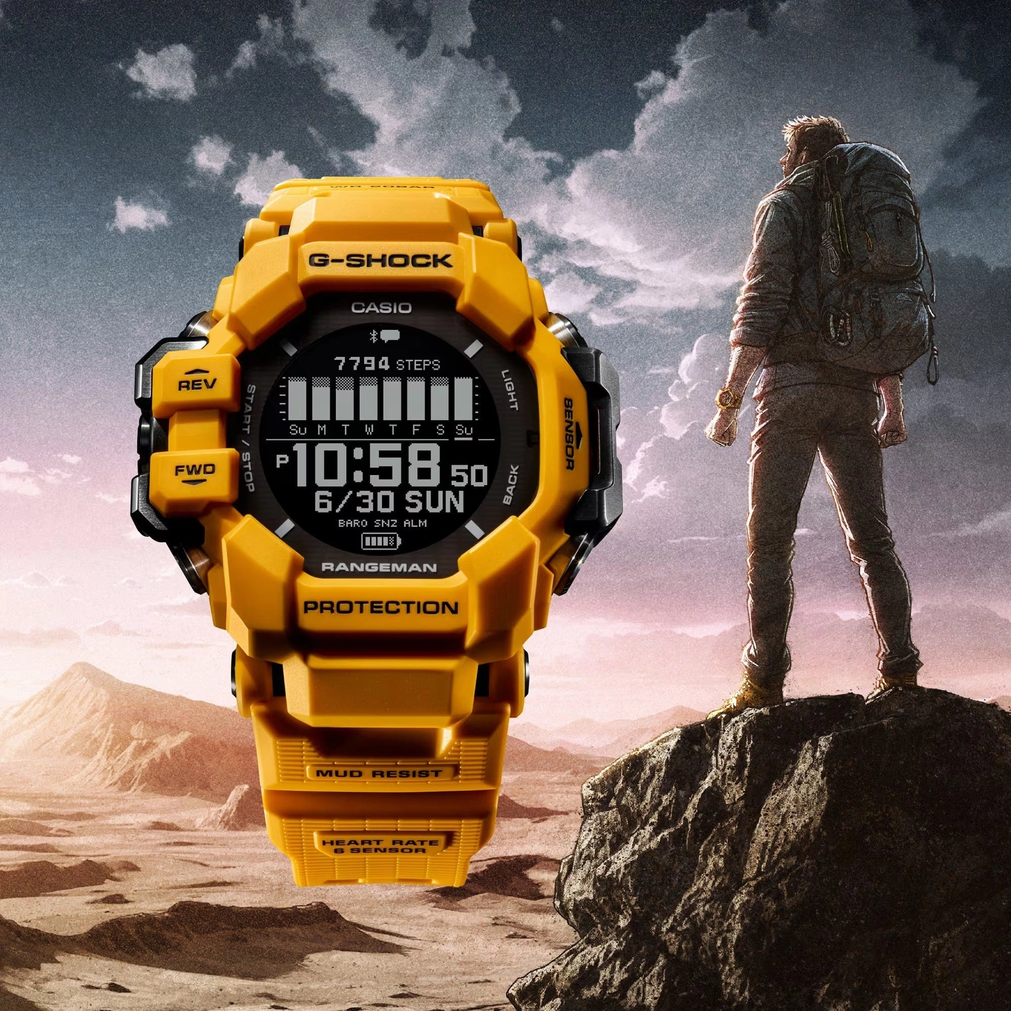Casio G-Shock MASTER OF G LAND RANGEMAN yellow watch GPRH1000-9