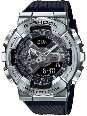 Casio G-Shock Metal Bezel Silver/Black Mens Watch GM110-1A