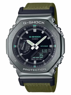 Casio G-Shock UTILITY METAL Mens Black/Olive Analog-Digital Watch GM2100CB-3A