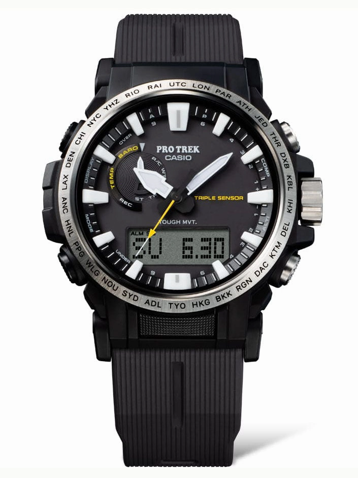 Casio PROTREK Eco-Friendly Triple Sensor Black Mens Watch PRW61-1A