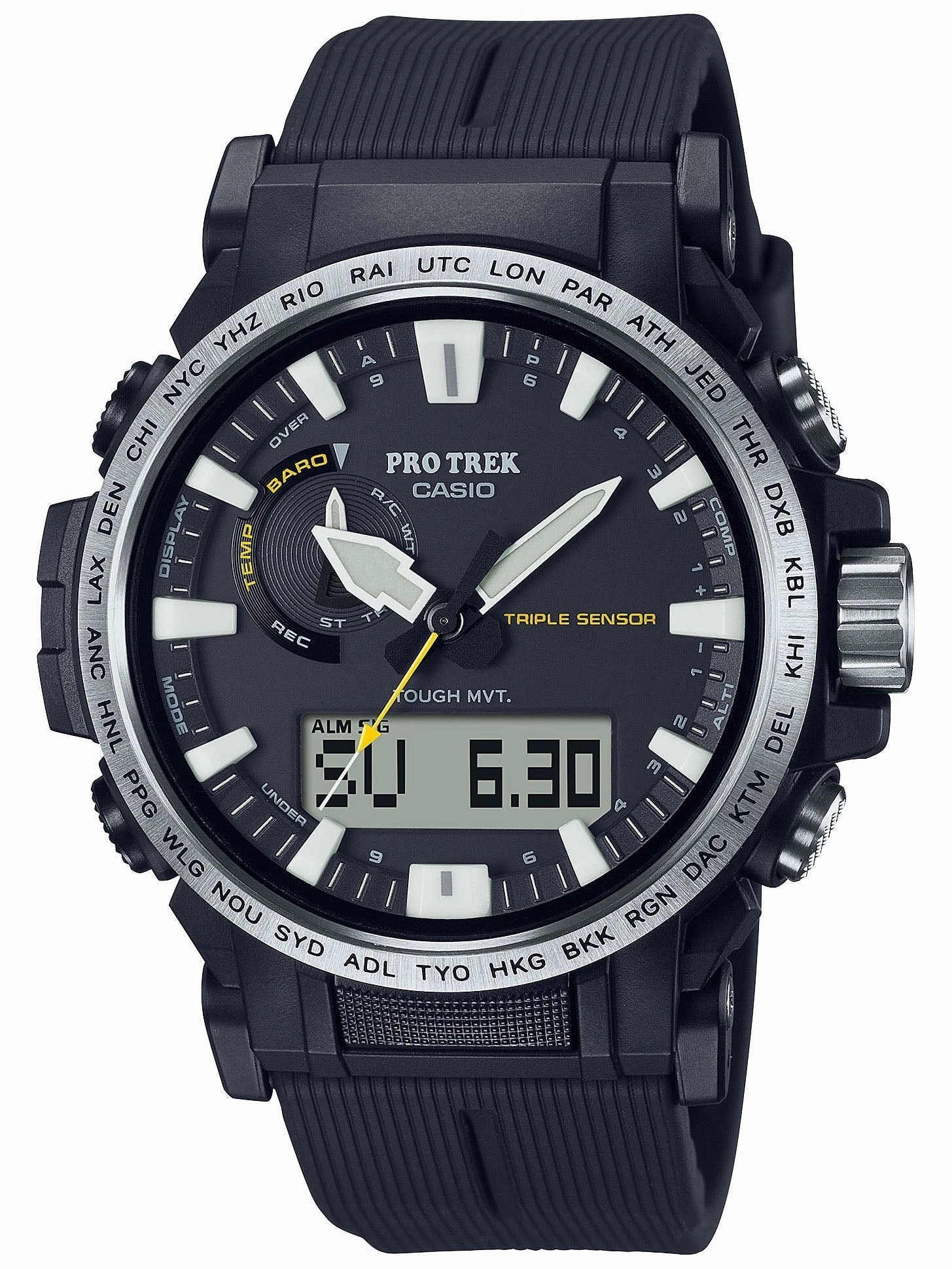 Casio PROTREK Eco-Friendly Triple Sensor Black Mens Watch PRW61-1A