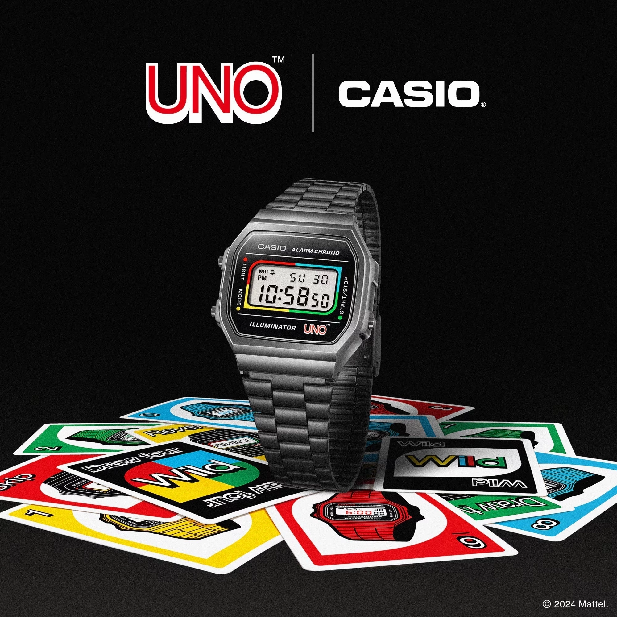 CASIO x UNO? Collaboration Vintage Series Black Digital Watch A168WEUC-1A