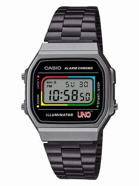 CASIO x UNO? Collaboration Vintage Series Black Digital Watch A168WEUC-1A