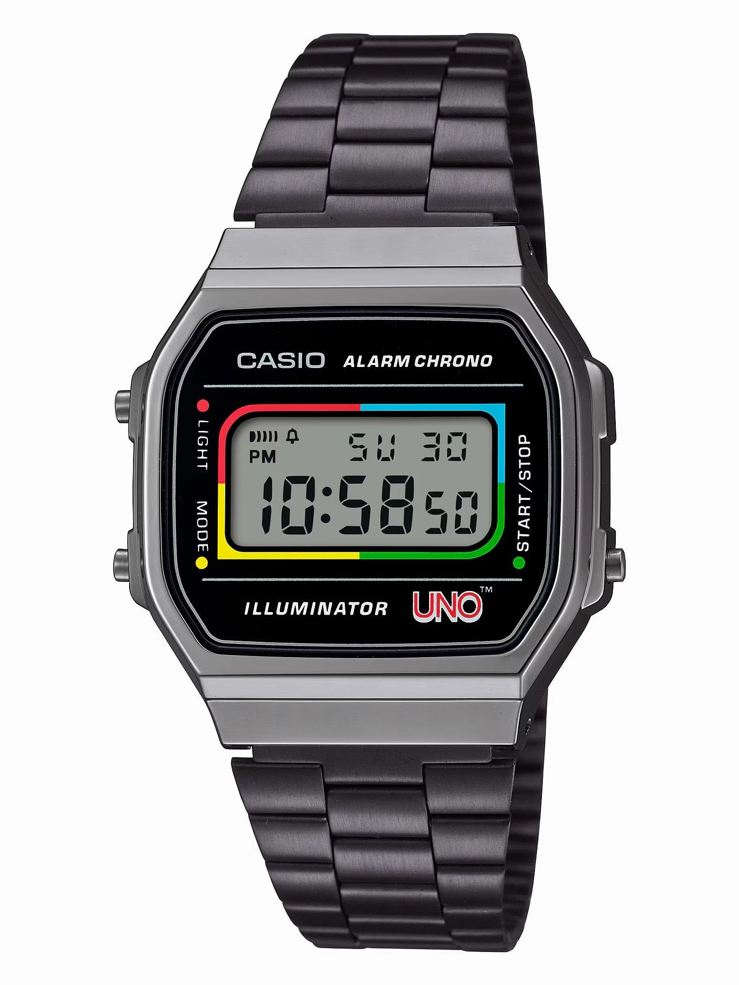 CASIO x UNO? Collaboration Vintage Series Black Digital Watch A168WEUC-1A
