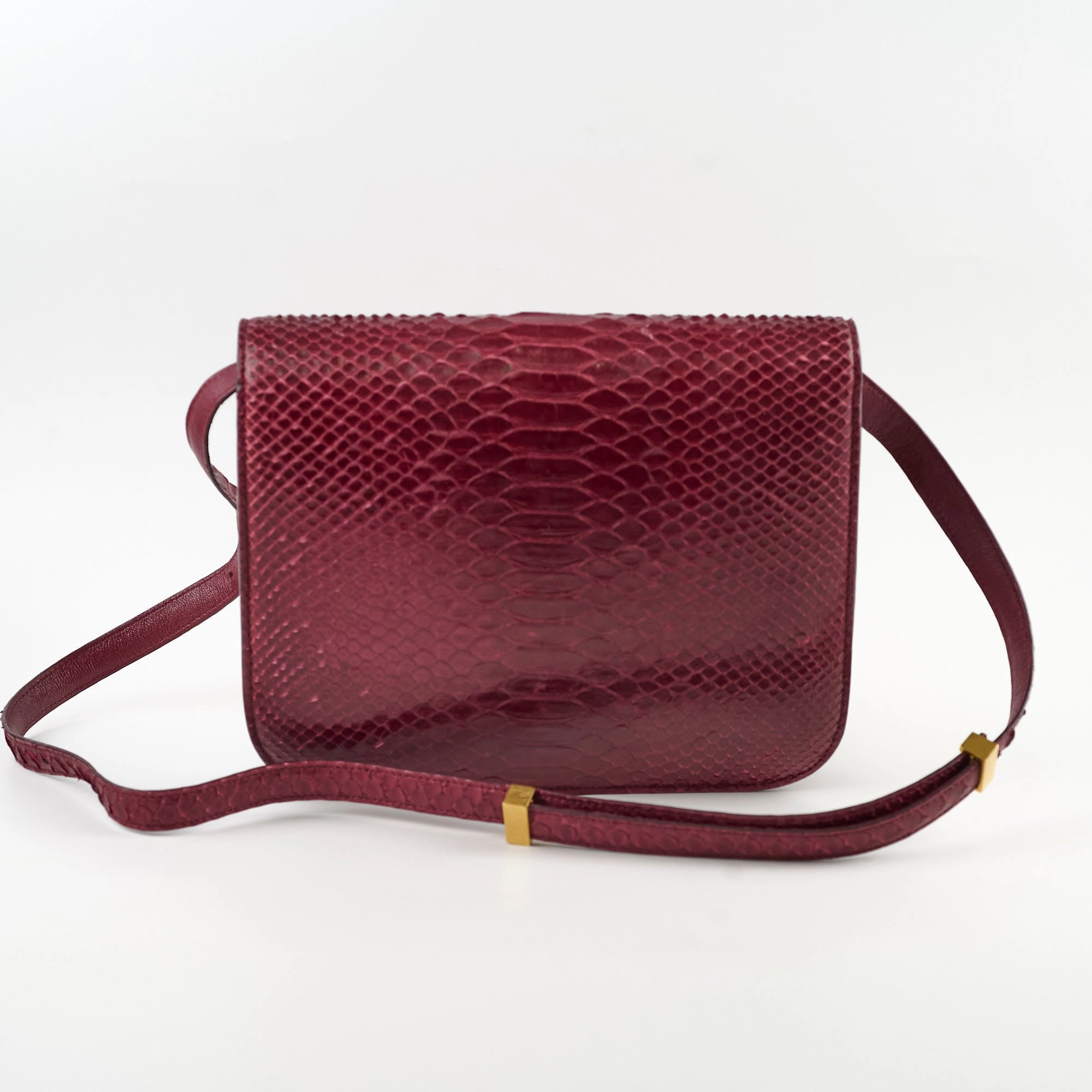 Celine Python Medium Classic Box Burgundy
