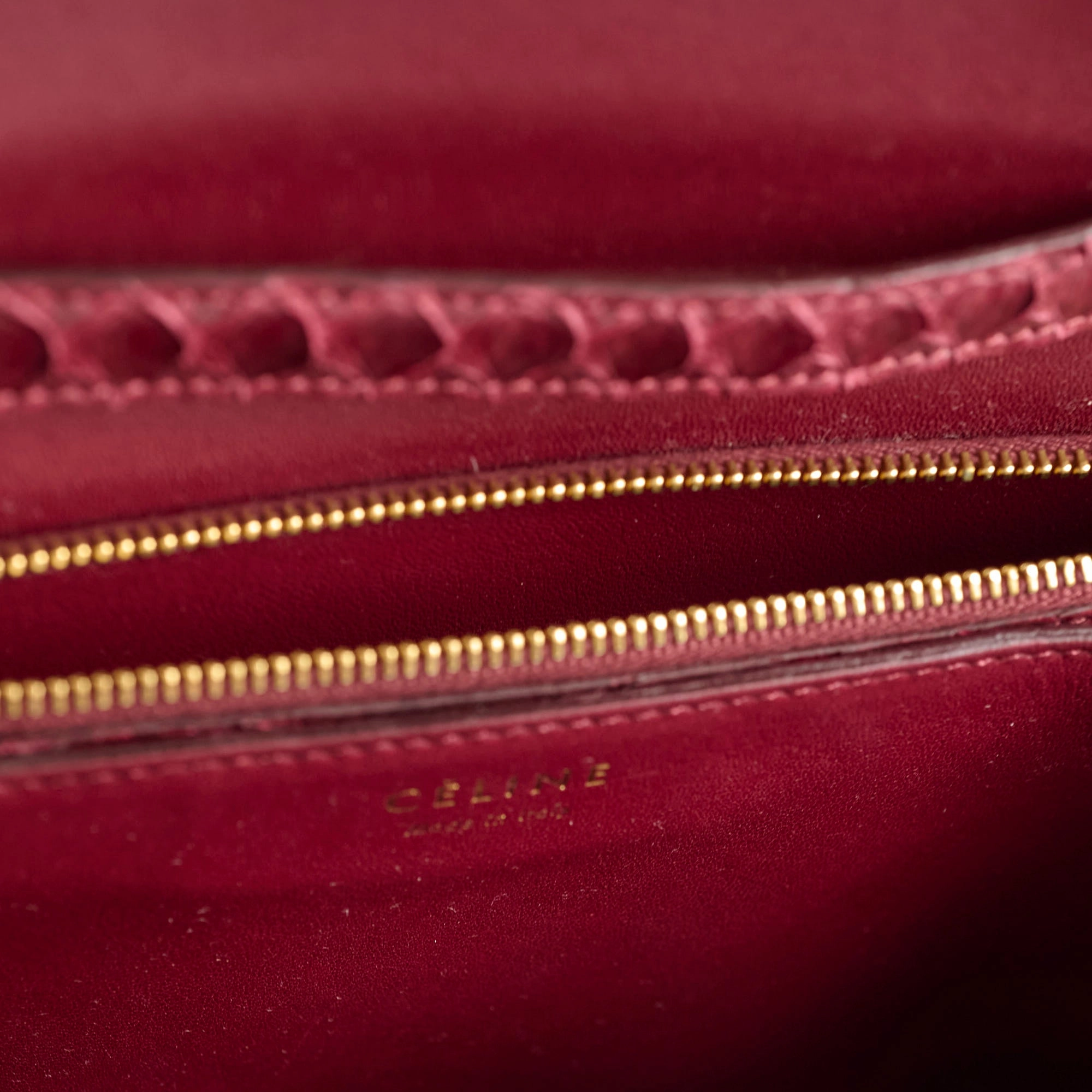 Celine Python Medium Classic Box Burgundy