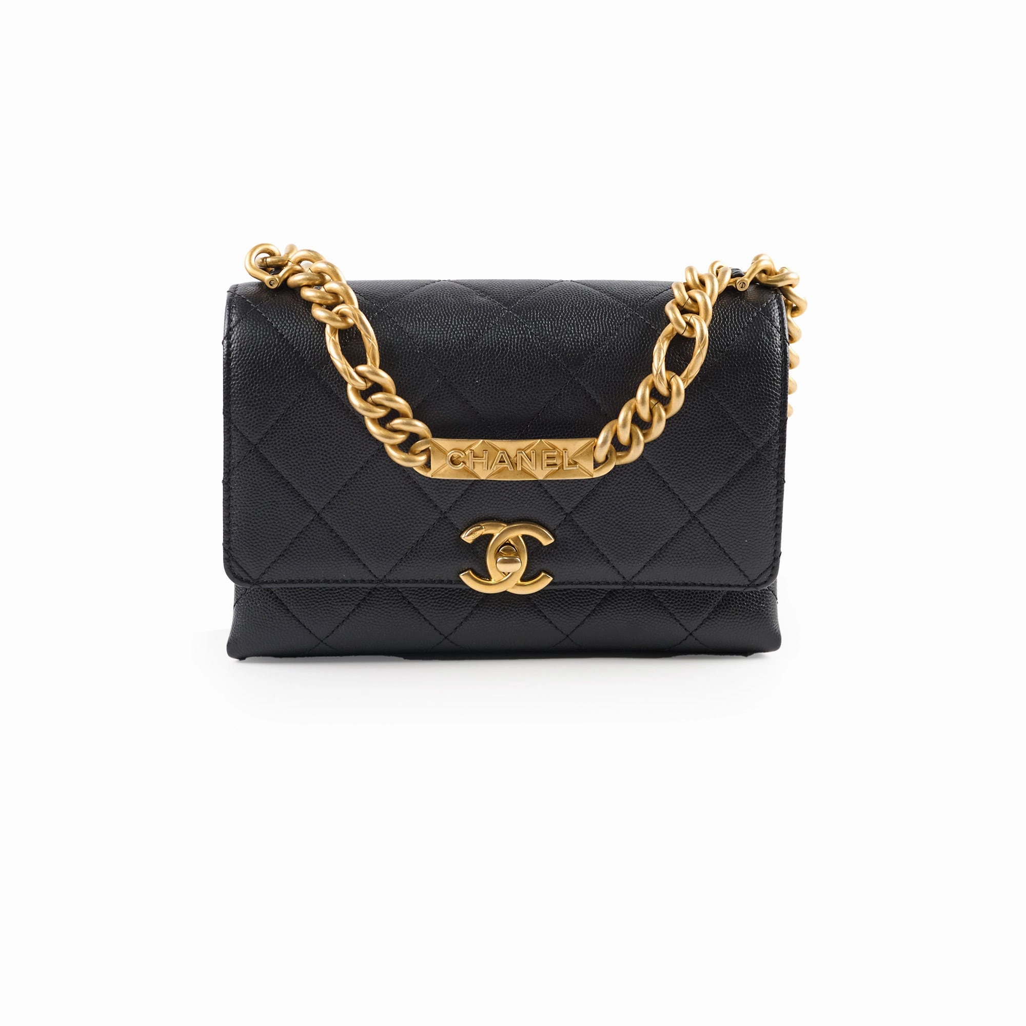 Chanel 21B Seasonal Mini  Flap Caviar Bag Black