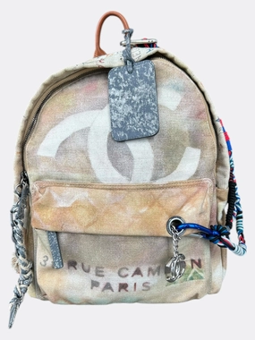 Chanel Beige & White Graffiti Backpack