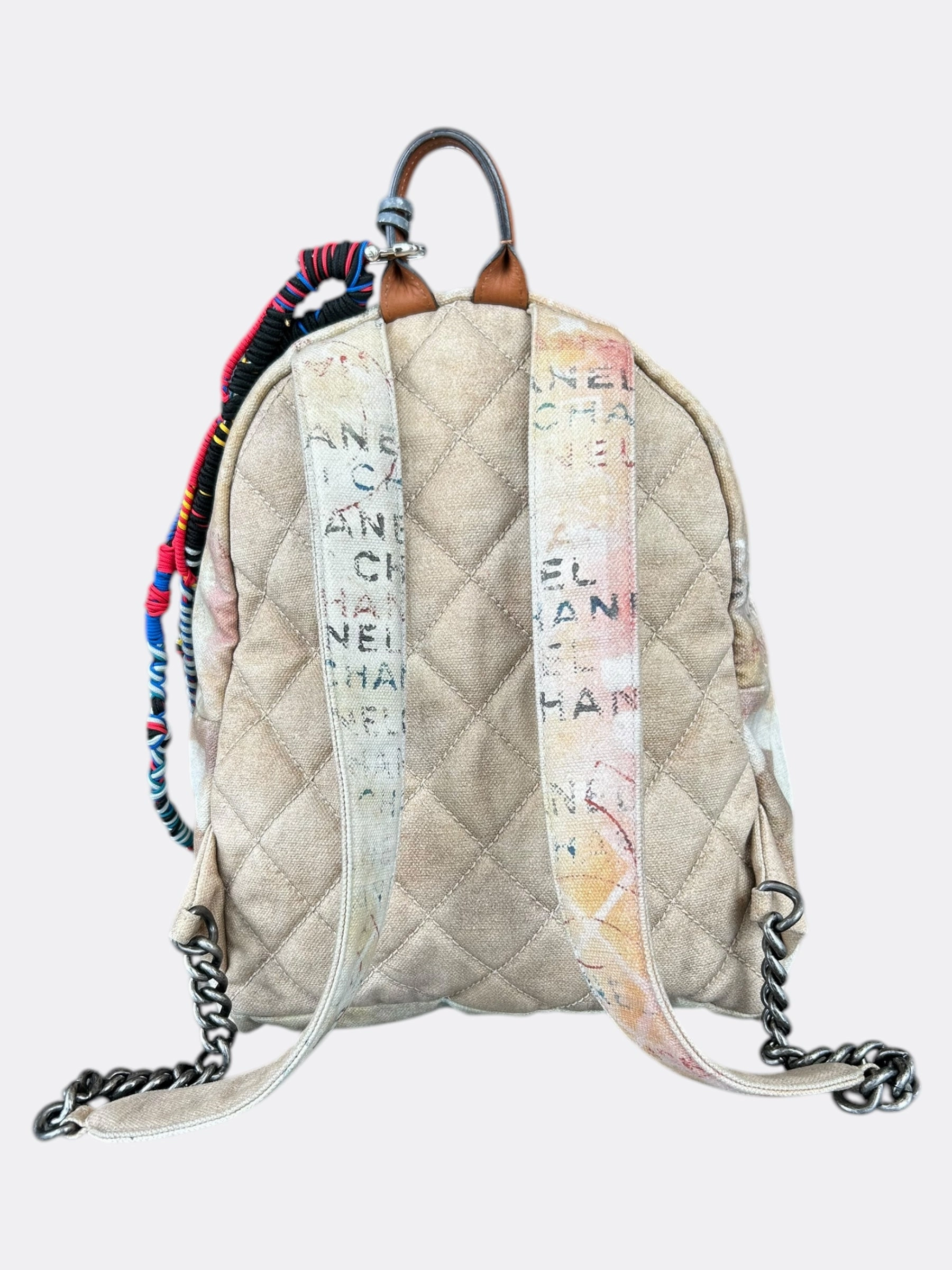 Chanel Beige & White Graffiti Backpack