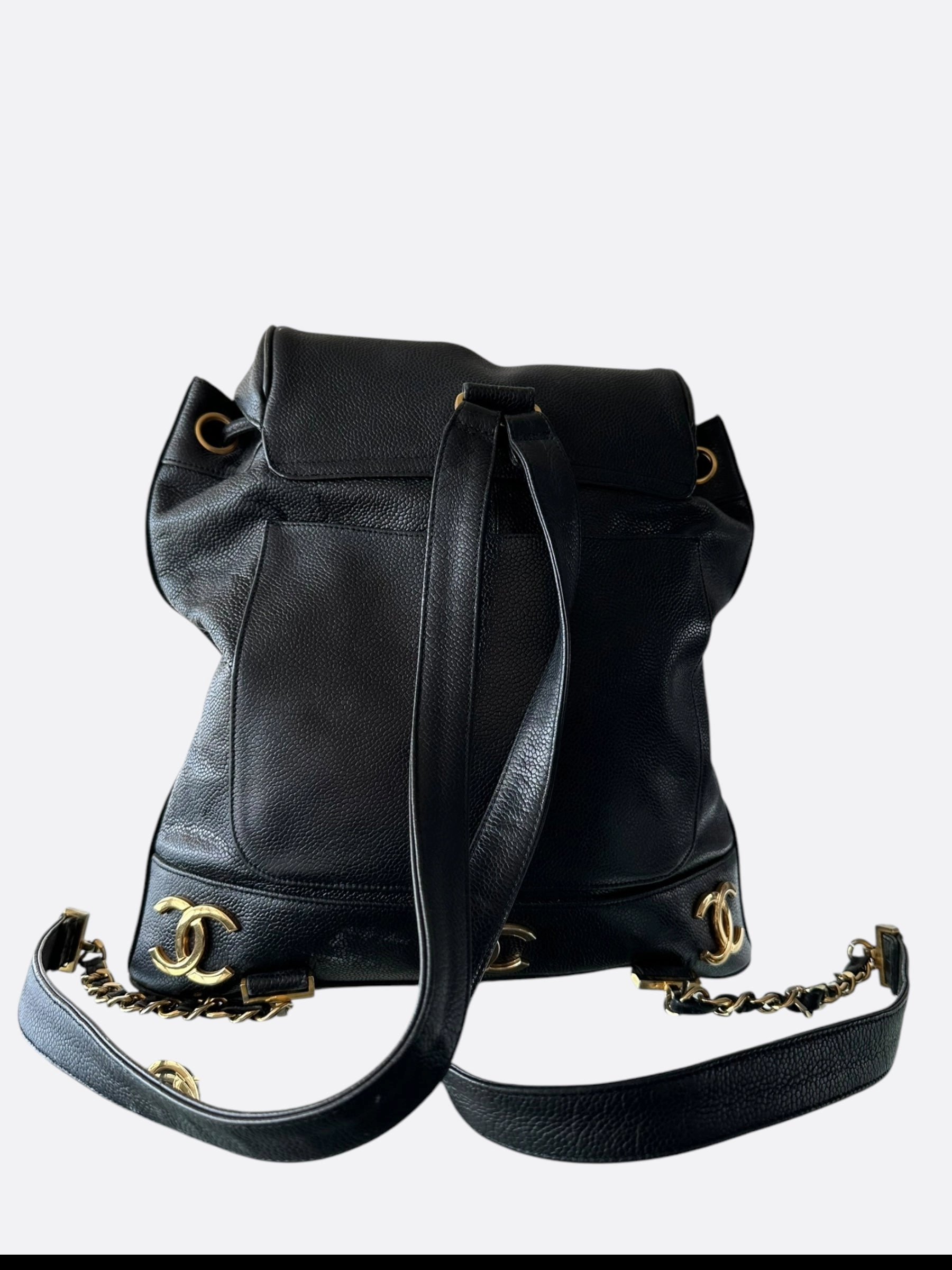 Chanel Black & Gold CC Logo Mini Backpack