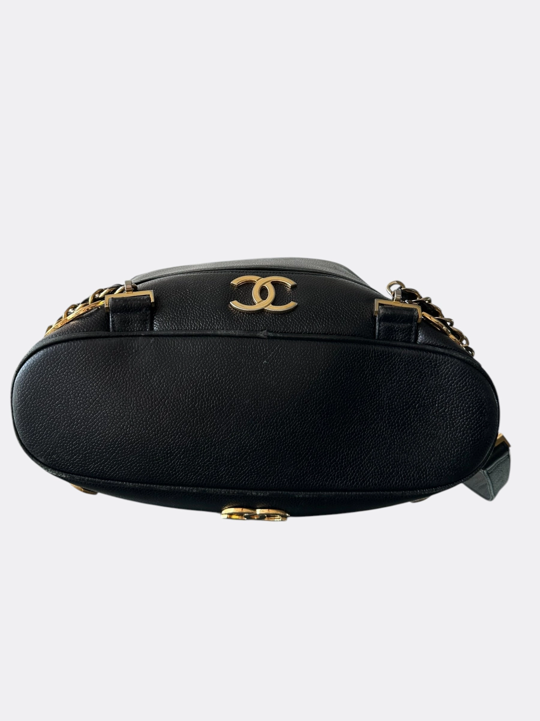 Chanel Black & Gold CC Logo Mini Backpack
