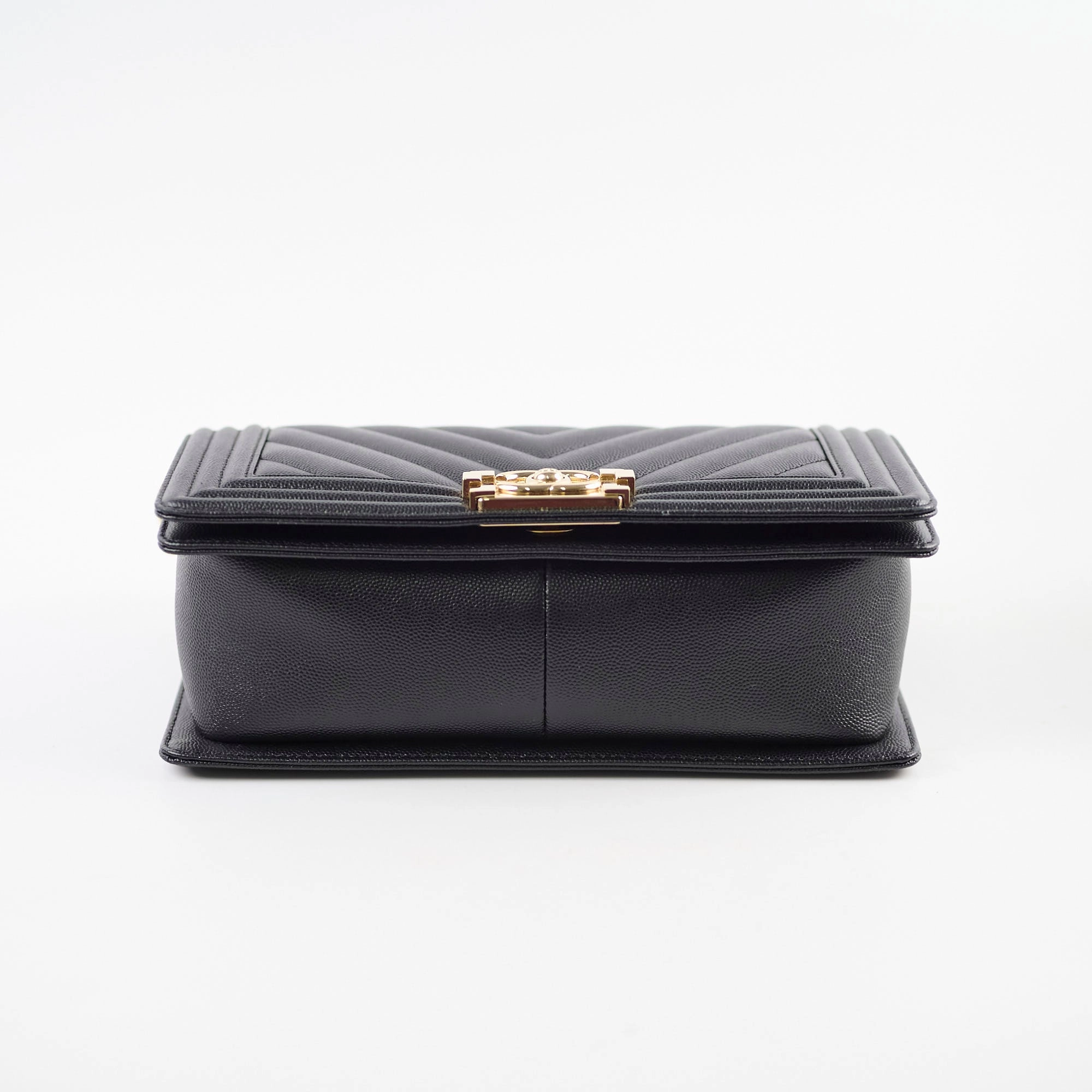 Chanel Boy Old Medium Chevron Caviar Black