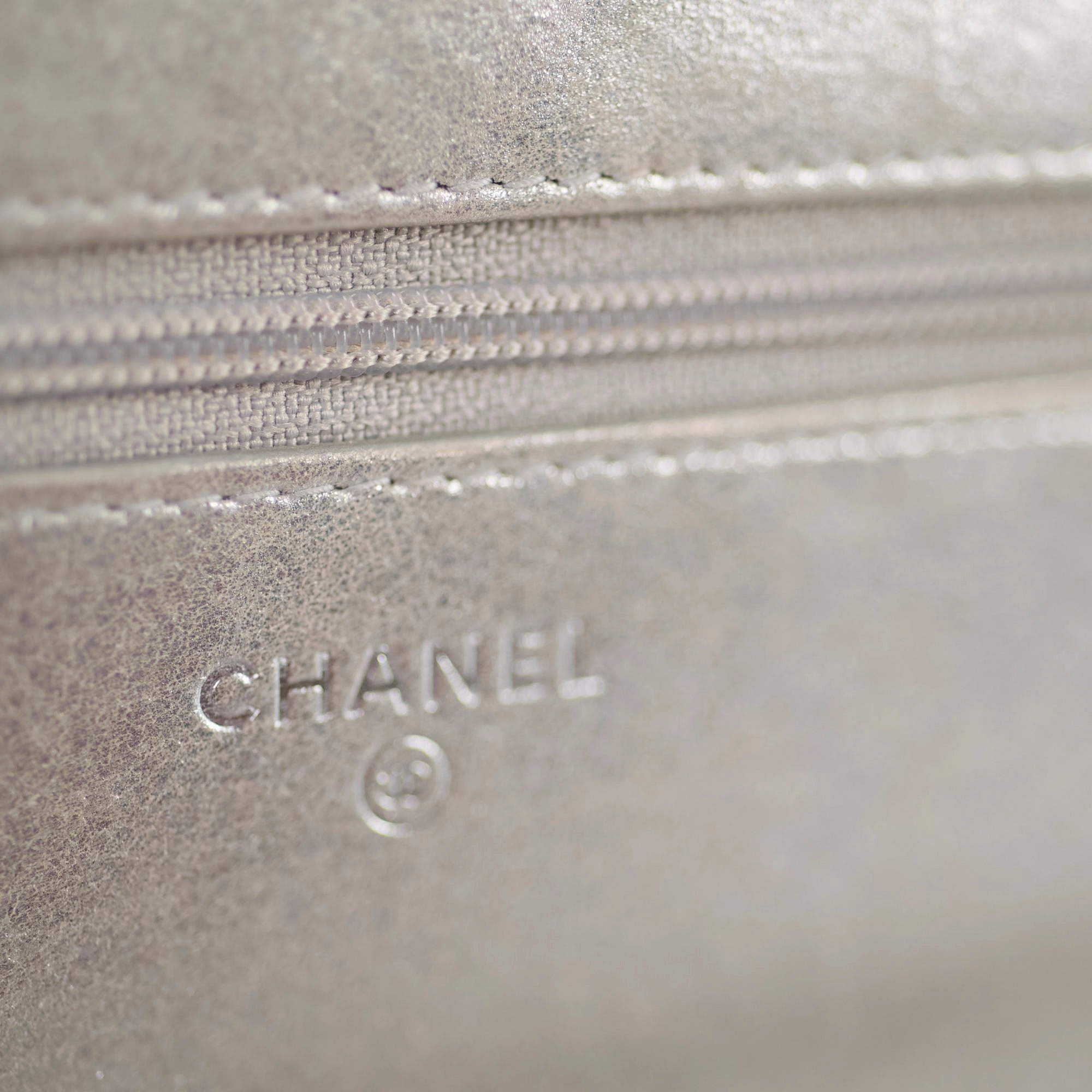 Chanel Metallic Chevron Wallet On Chain WOC Series 22 Series 22