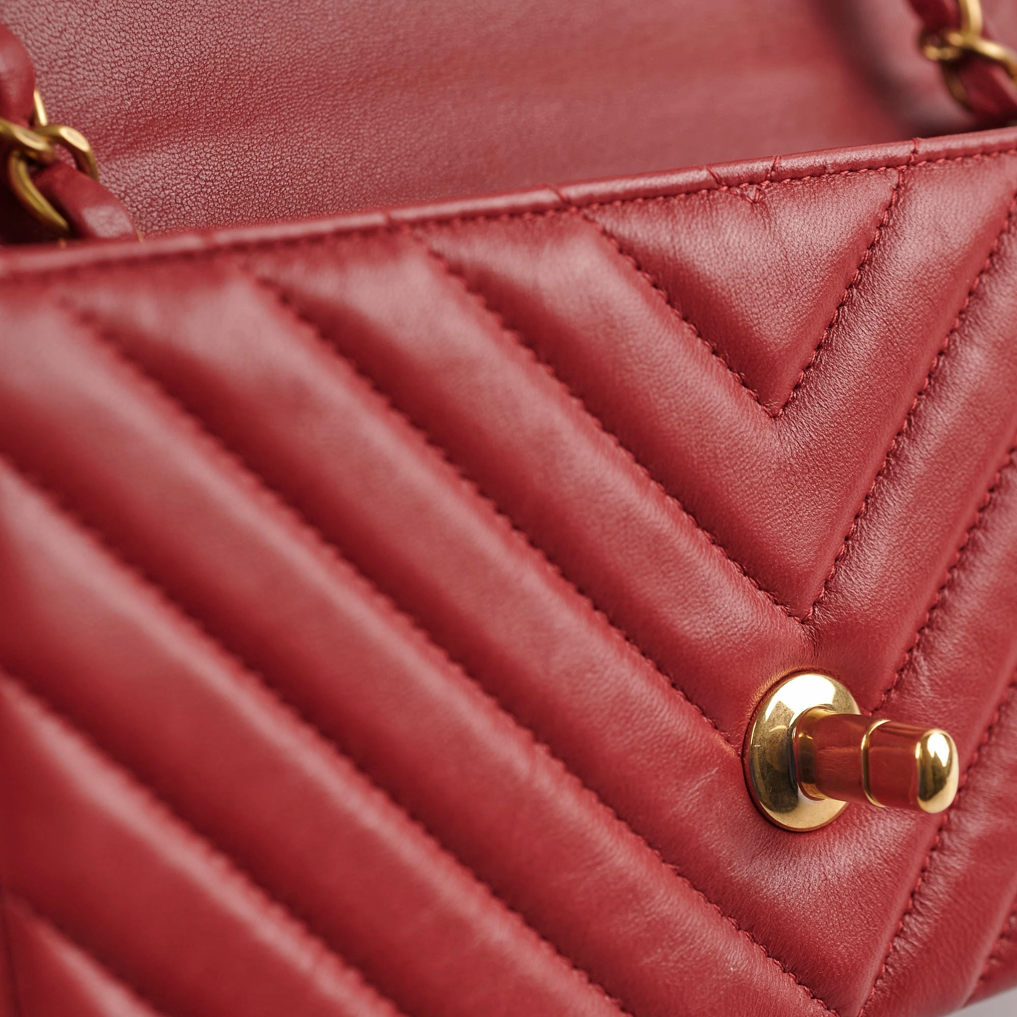 Chanel Mini Rectangular Chevron Lambskin Red 21 Series