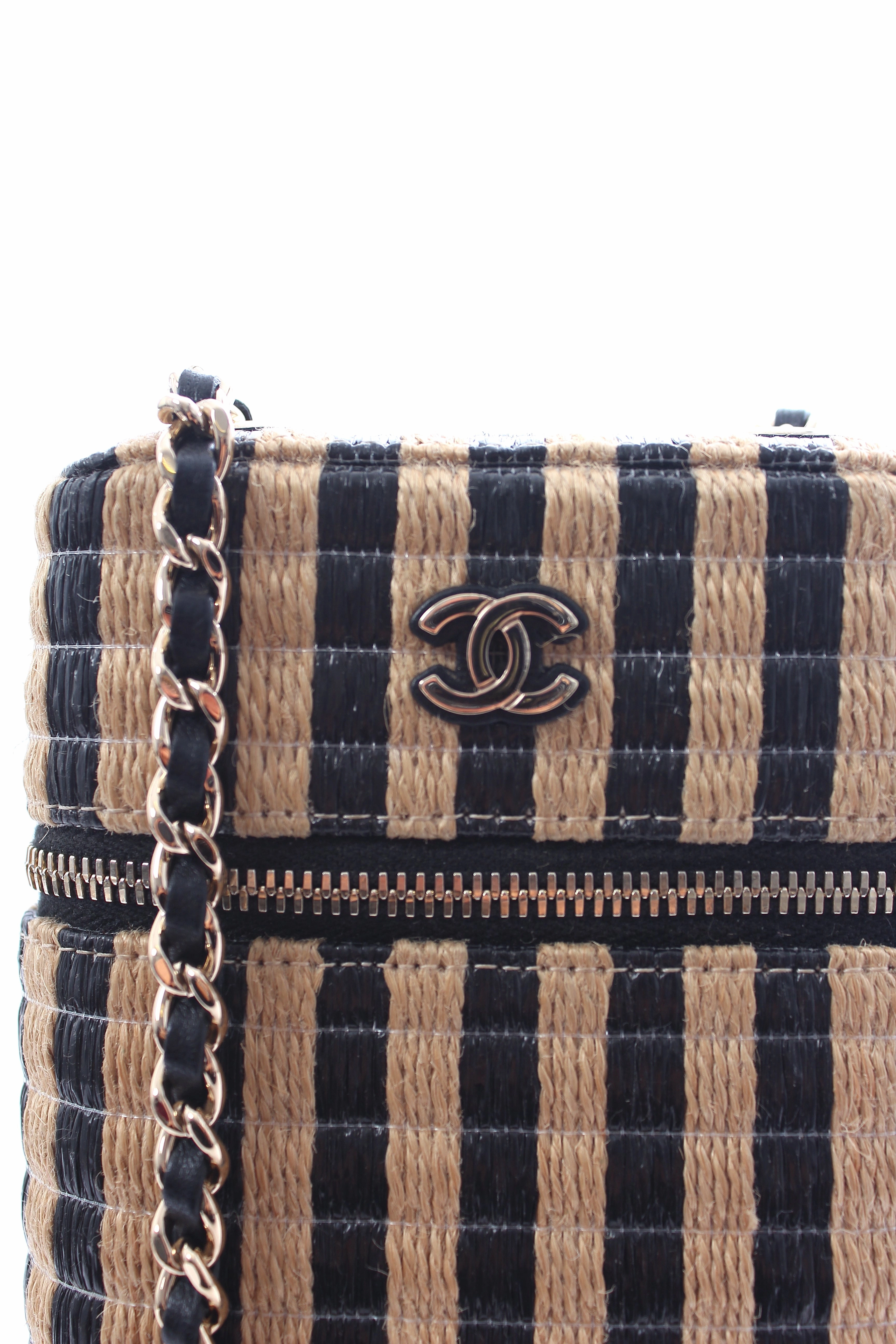 Chanel Striped Raffia Vanity 21P Crossbody Bag - Limited Edition