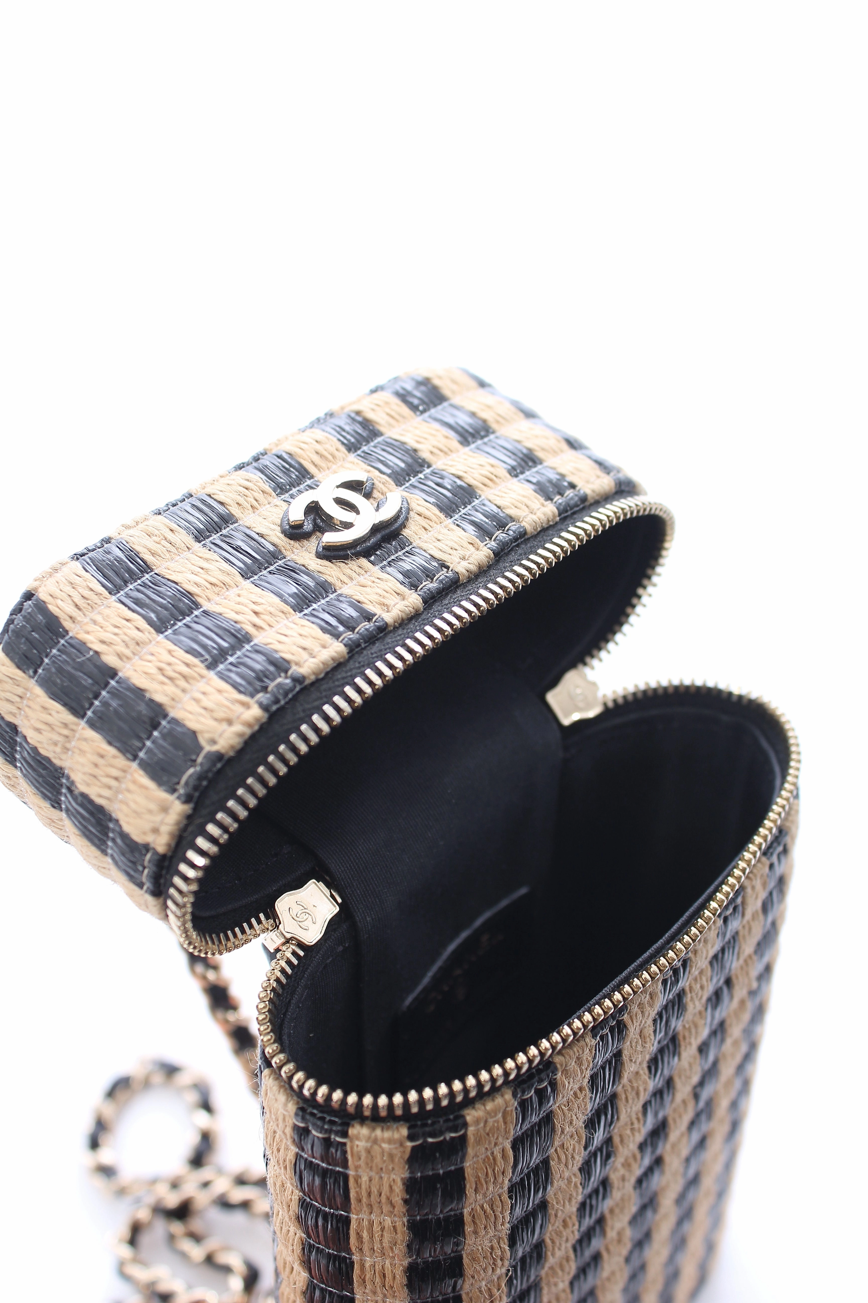 Chanel Striped Raffia Vanity 21P Crossbody Bag - Limited Edition