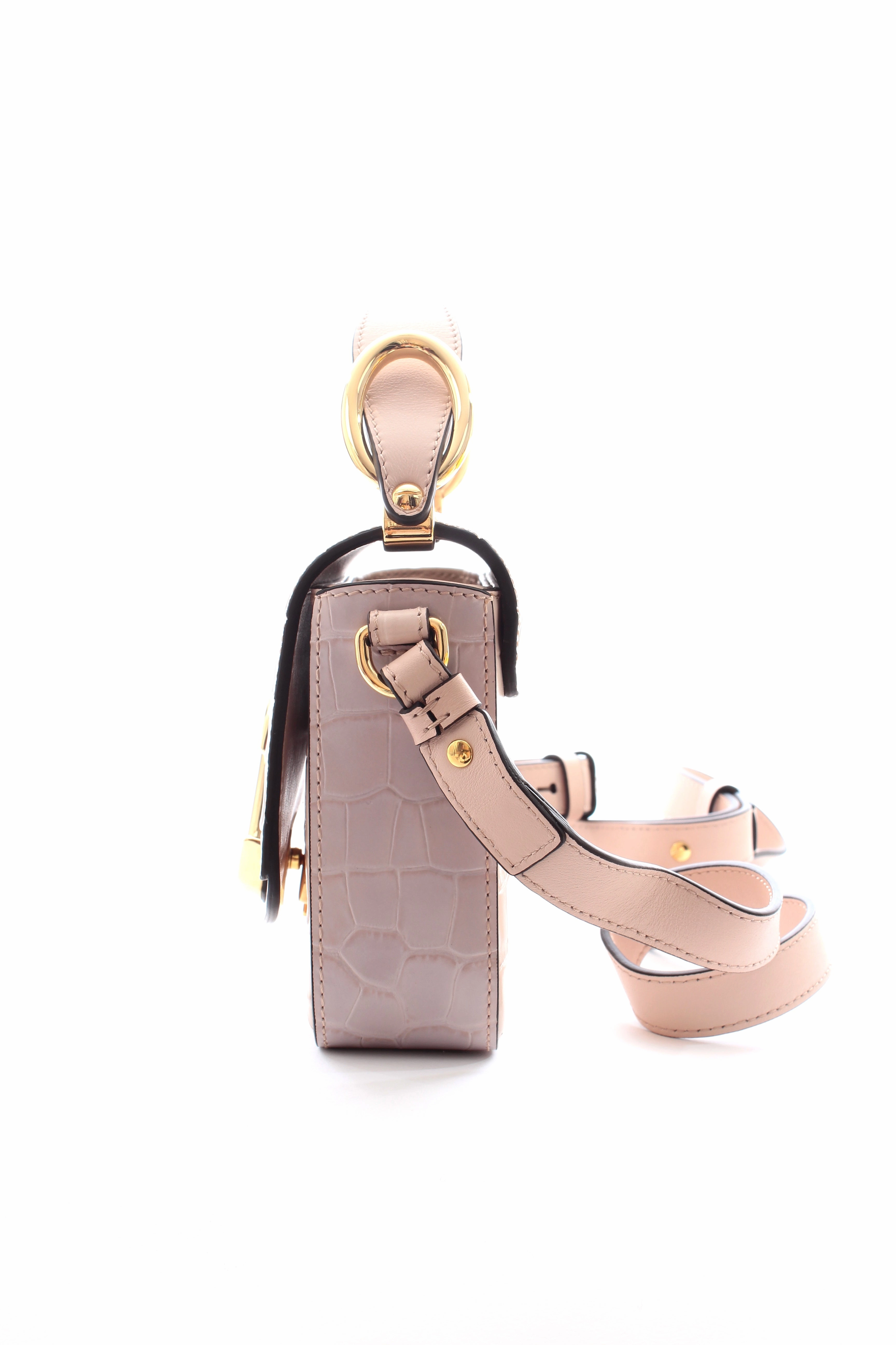 Chlo?? C Mini Smooth and Croc-Effect Leather Bag