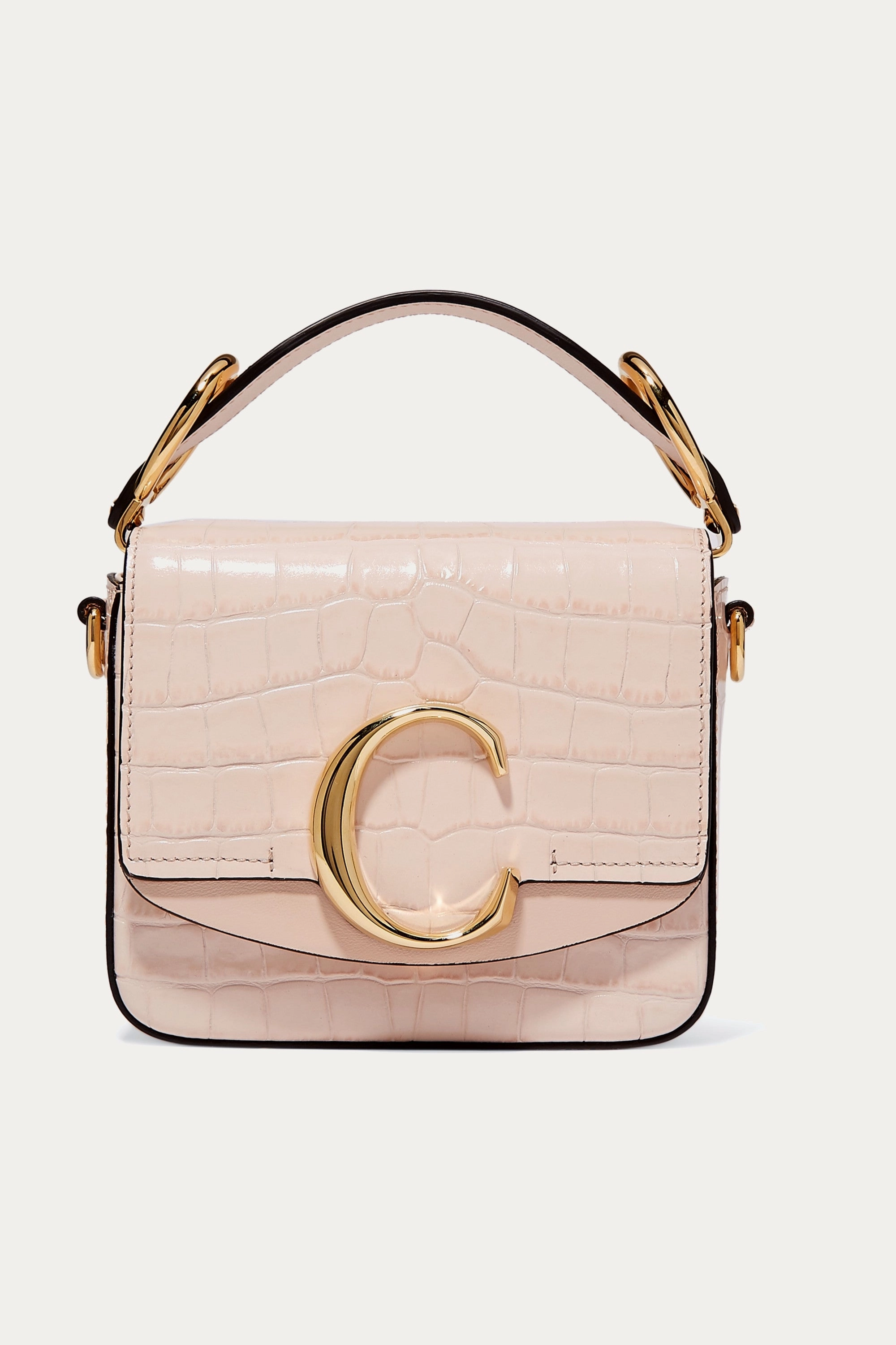 Chlo?? C Mini Smooth and Croc-Effect Leather Bag