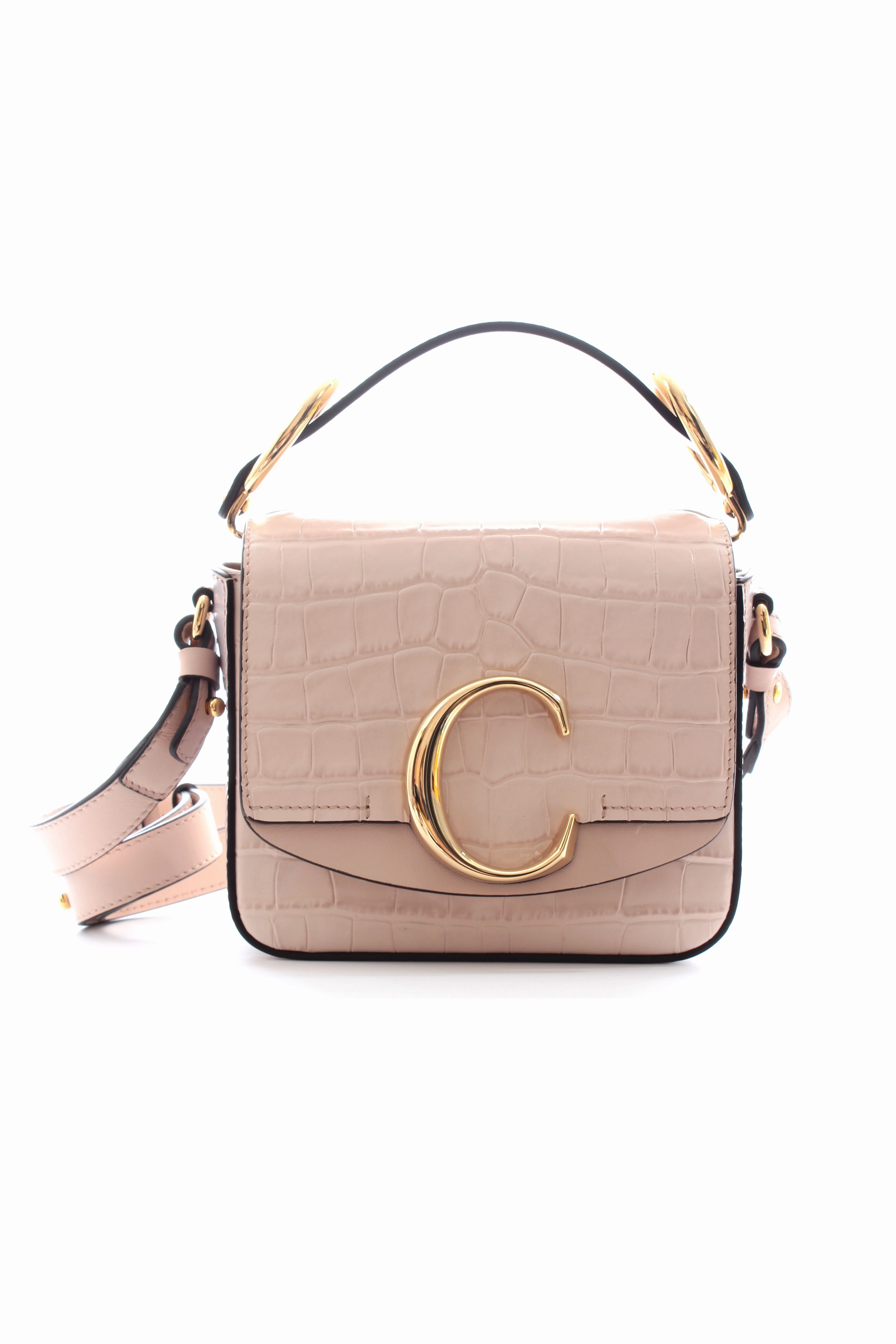 Chlo?? C Mini Smooth and Croc-Effect Leather Bag